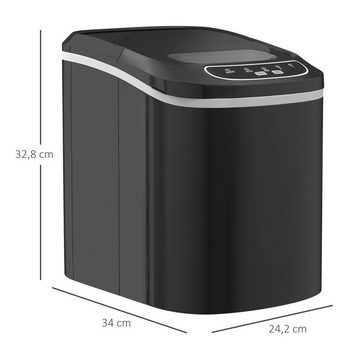 HOMCOM Eiswürfelmaschine 1,3 L Eiswürfelbereiter mit 2,2 L Wassertank, 12 kg/24h Ice Maker, 2 Wählbare Eiswürfelgrößen, Selbstreinigend, Schwarz