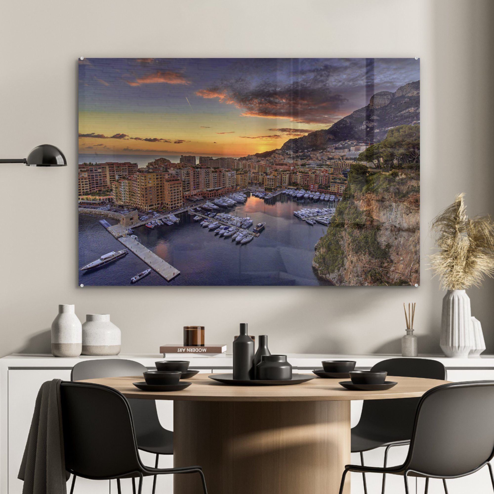 Hafen Acrylglasbilder (1 MuchoWow bei Acrylglasbild Schlafzimmer & Monaco St), Der von Sonnenuntergang, Wohnzimmer