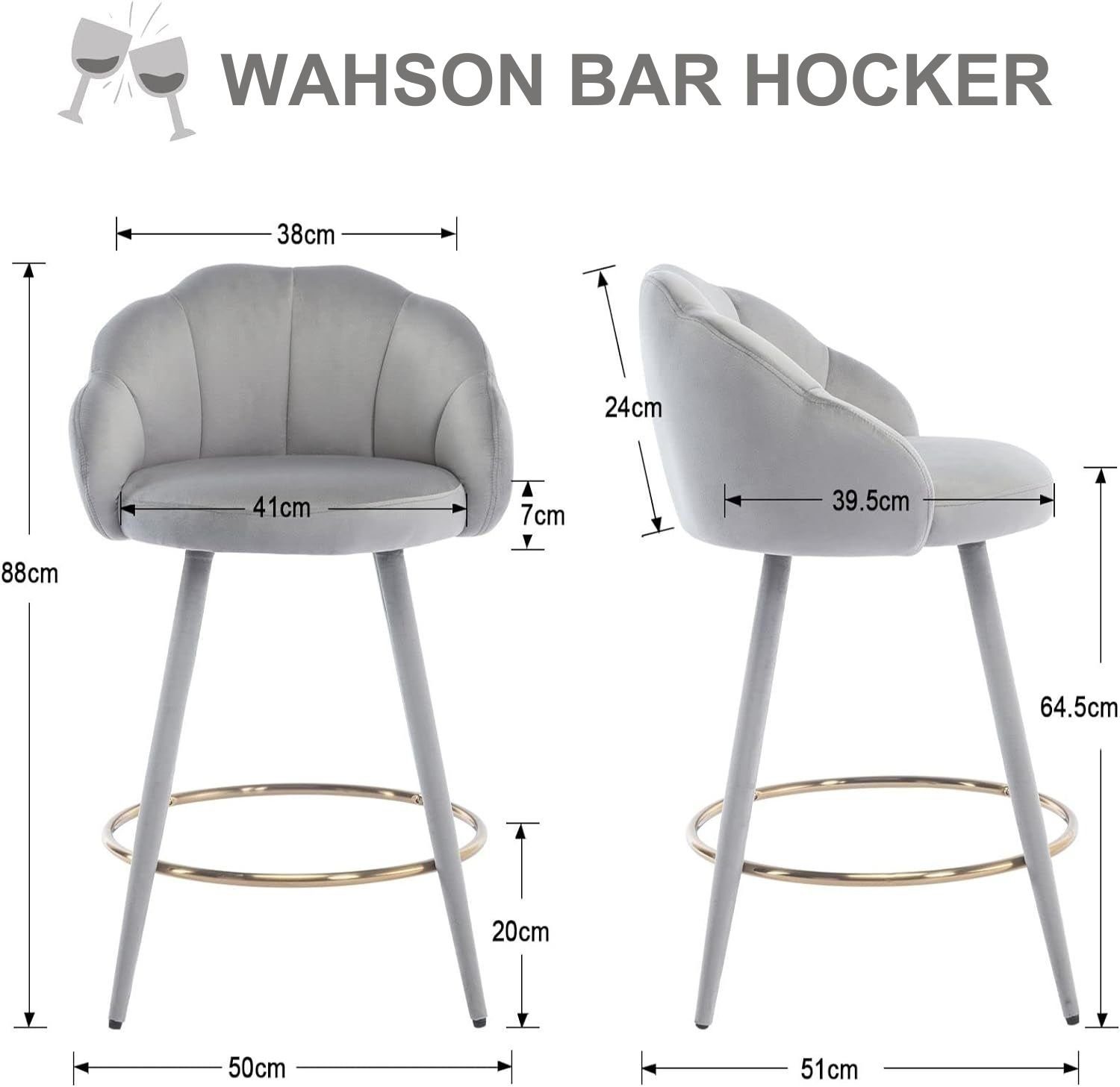 WAHSON OFFICE CHAIRS Barhocker Samt Bistrohocker günstig online kaufen