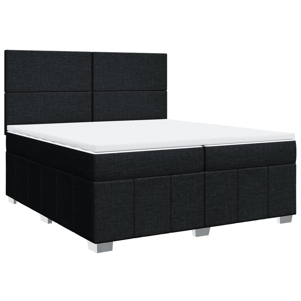 Bett Boxspringbett mit Matratze Schwarz 200x200 cm Stoff
