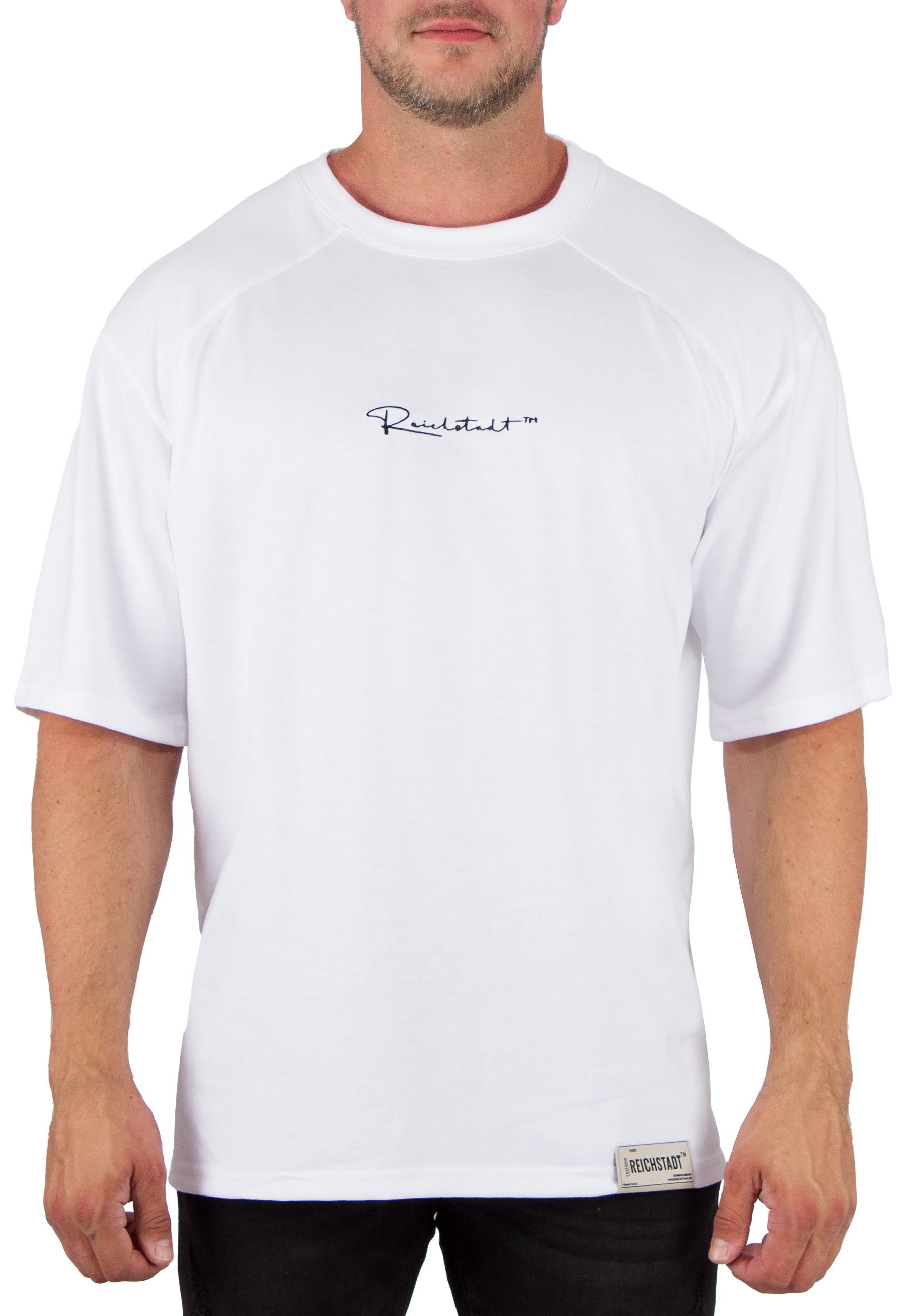 Reichstadt Oversize-Shirt Reichstadt Herren T-Shirt 22RS033A (1-tlg) mit Stitching auf der Brust Weiß
