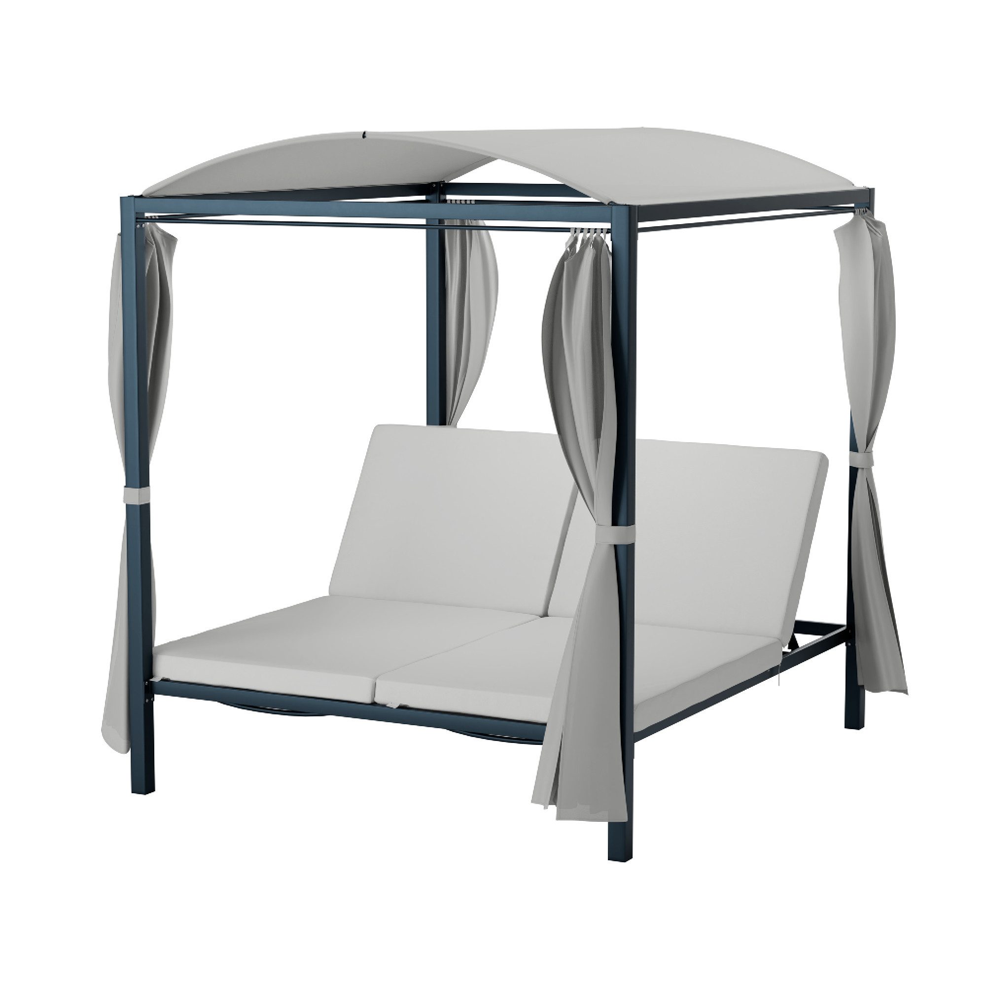 blumfeldt Doppelliege Eremitage, Set, Sonnenbett Garten zwei Personen Rückenlehnen verstellbare Vorhänge