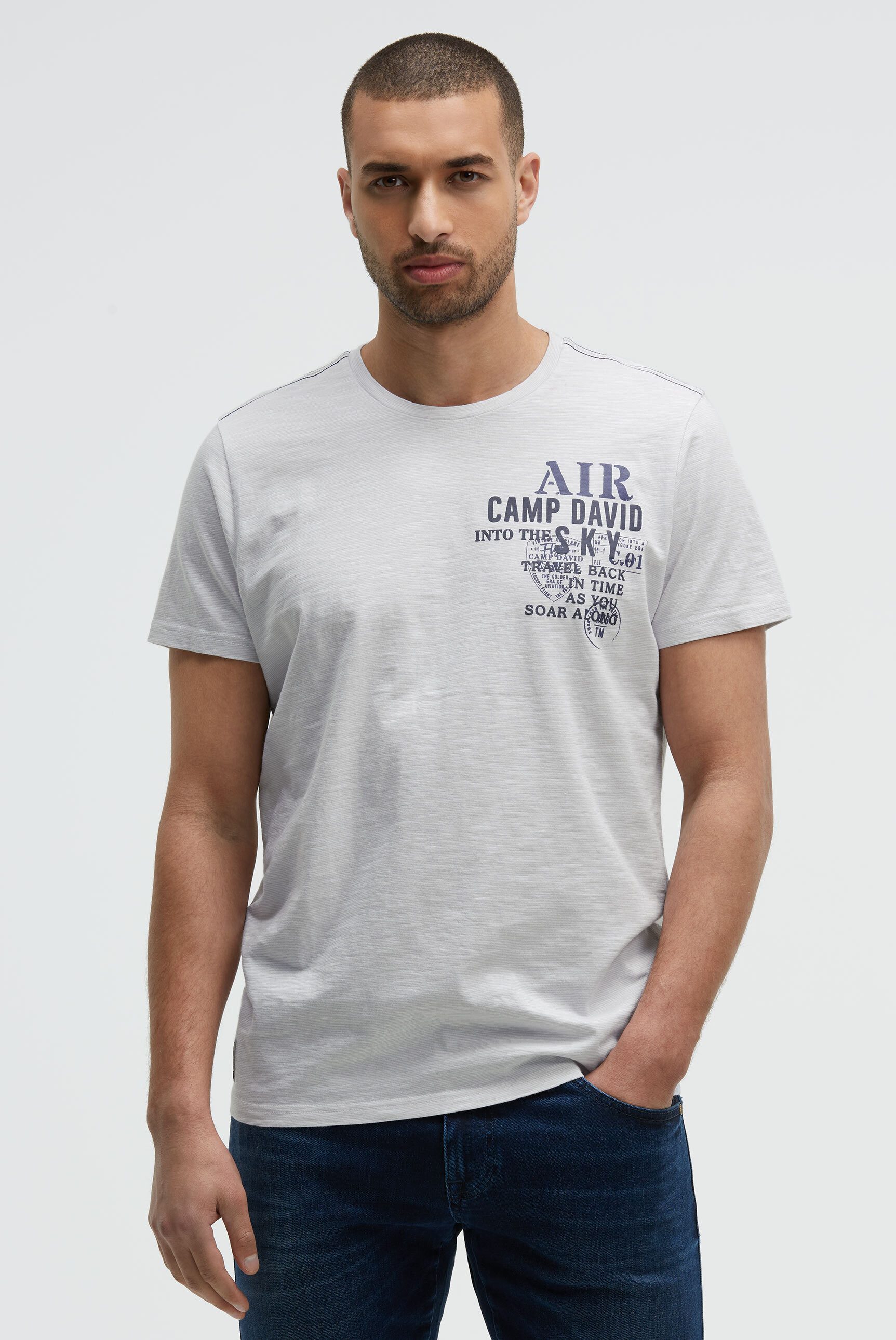 CAMP DAVID Rundhalsshirt mit Kontrastnähten
