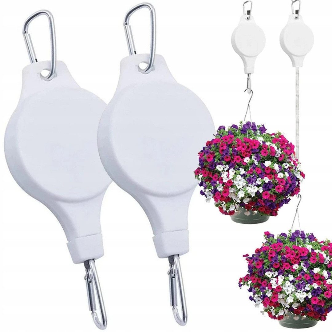 VERK GROUP Dekohänger 2x Topfampel verstellbar bis 80 cm Pflanzenaufhänger mit Seilrolle (Pflanzenaufhänger, 2 St., 2er Set Topfampeln mit verstellbarem Seil und Seilrolle), 2er Set; verstellbar bis 80 cm