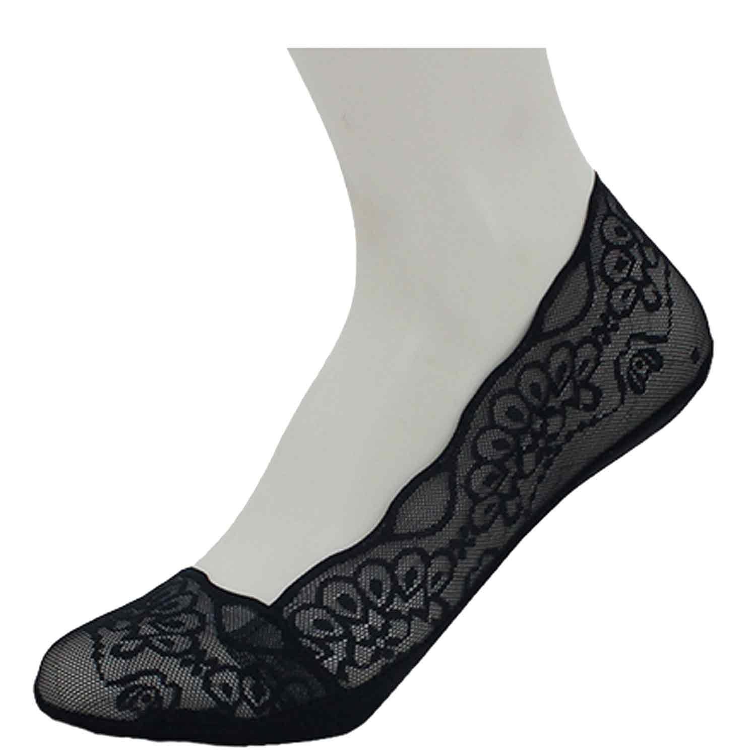 The Skandinavian Brand Füßlinge 5er Pack Ballerina Socken mit Spitze Gr.  36-41 schwarz
