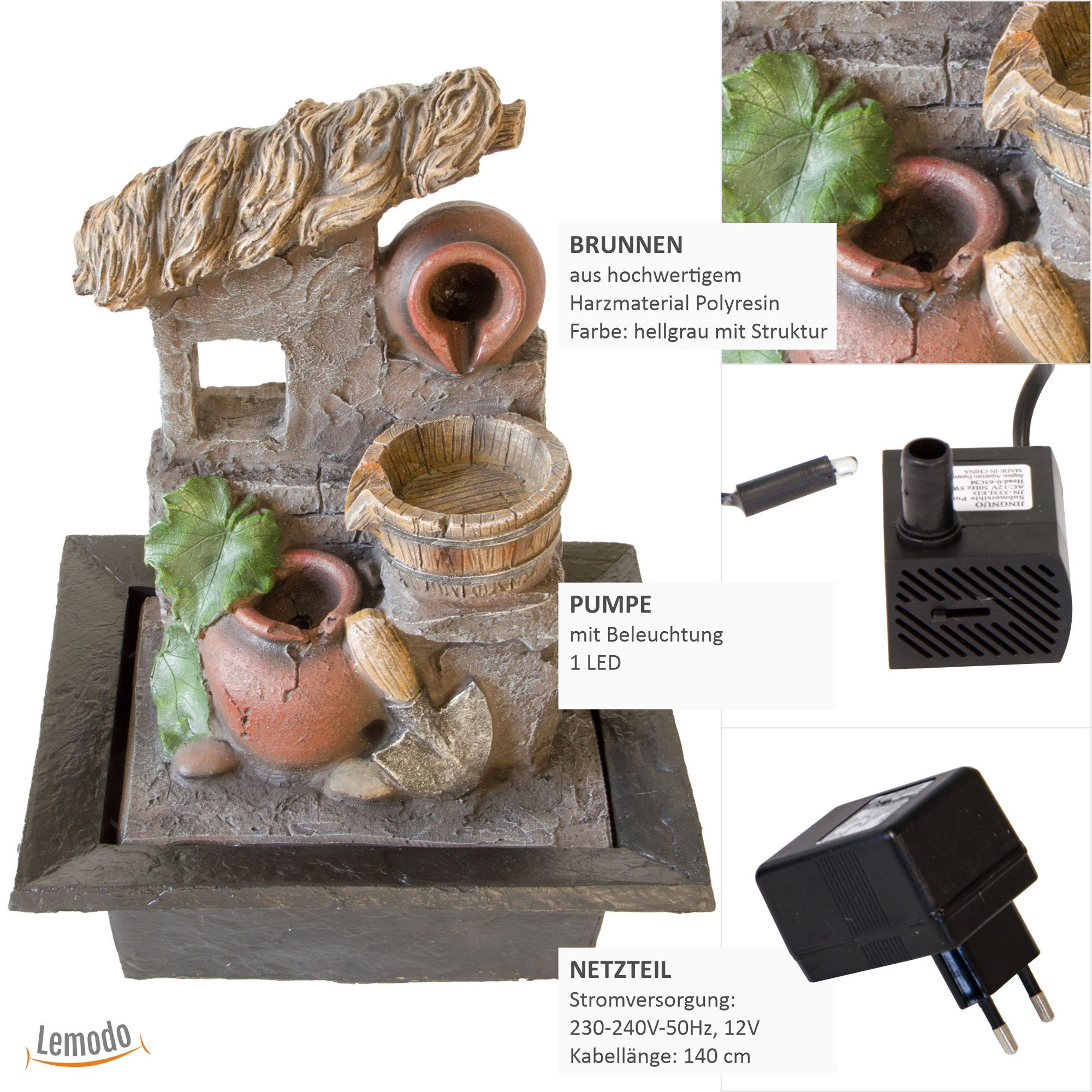 Lemodo Zimmerbrunnen Wasserspiel Krug, Tischbrunnen mit günstig online kaufen