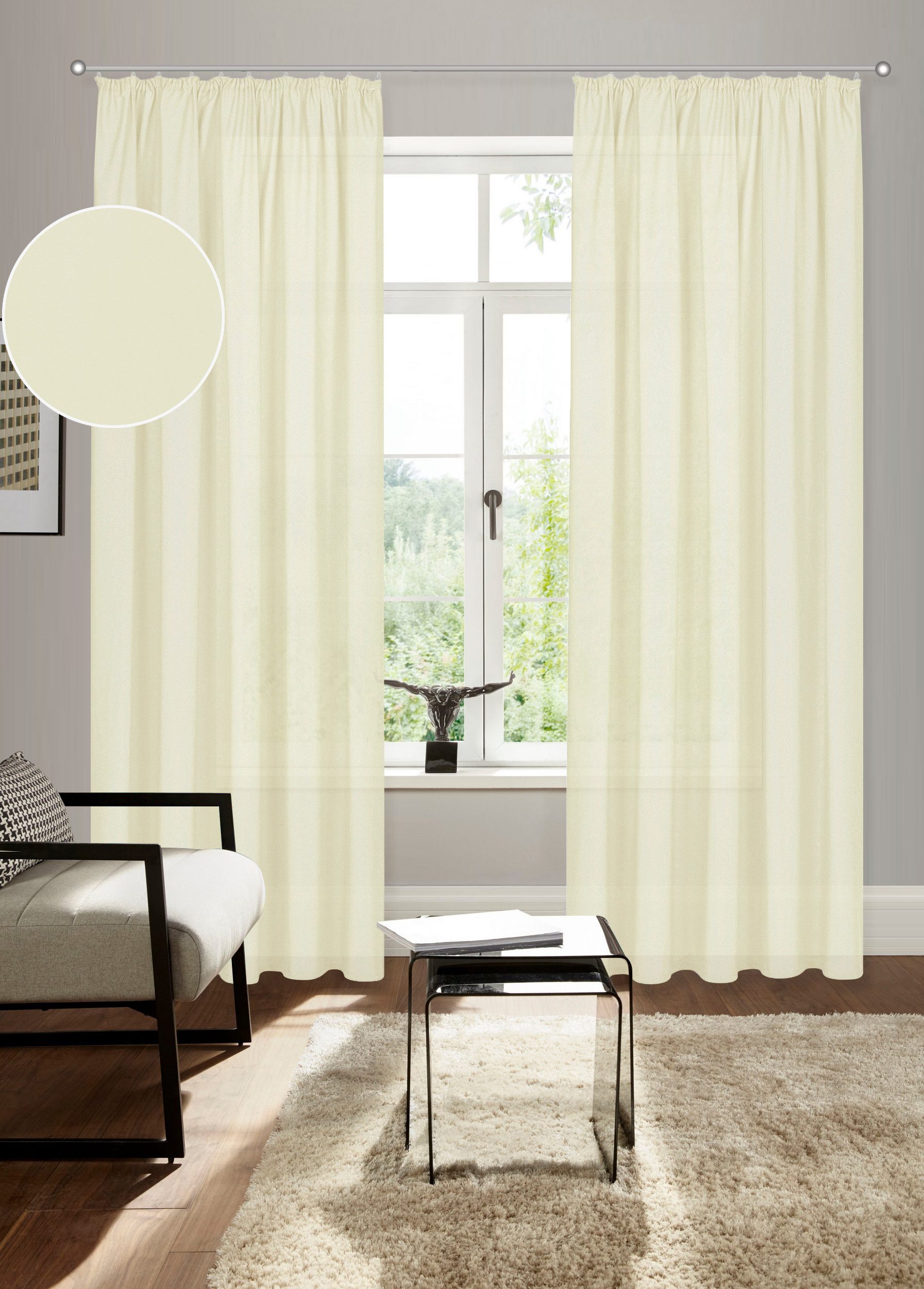 Bruno Banani Vorhang Lagan (2 St), Kräuselband, blickdicht, Polyester, 2-er Set, gewebt, Microfaser, versch. Größen, einfarbig, Bestseller