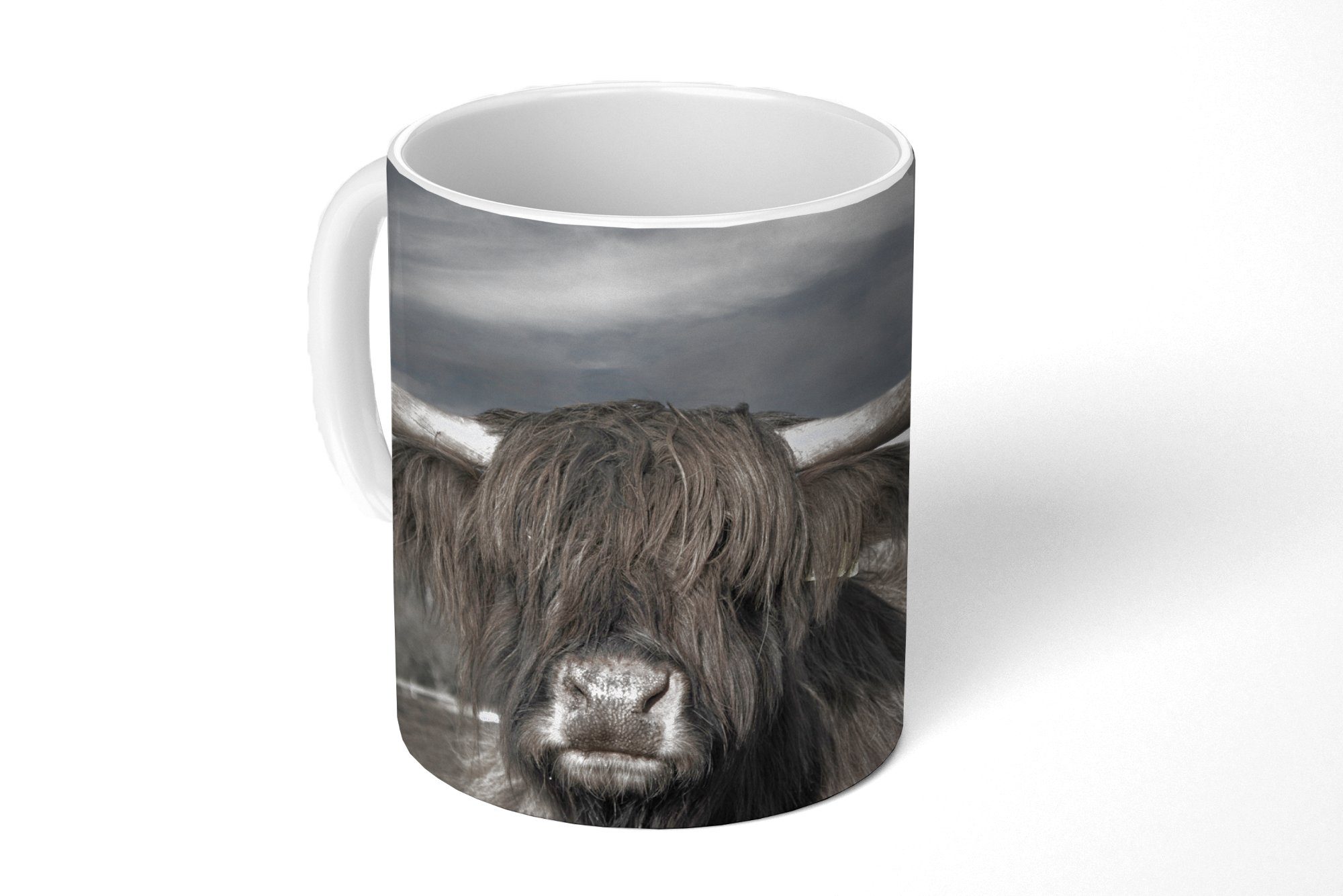 Geschenk Kaffeetassen, Teetasse, Tasse Highlander - Tiere - Hörner, Keramik, Schottischer Becher, Teetasse, MuchoWow