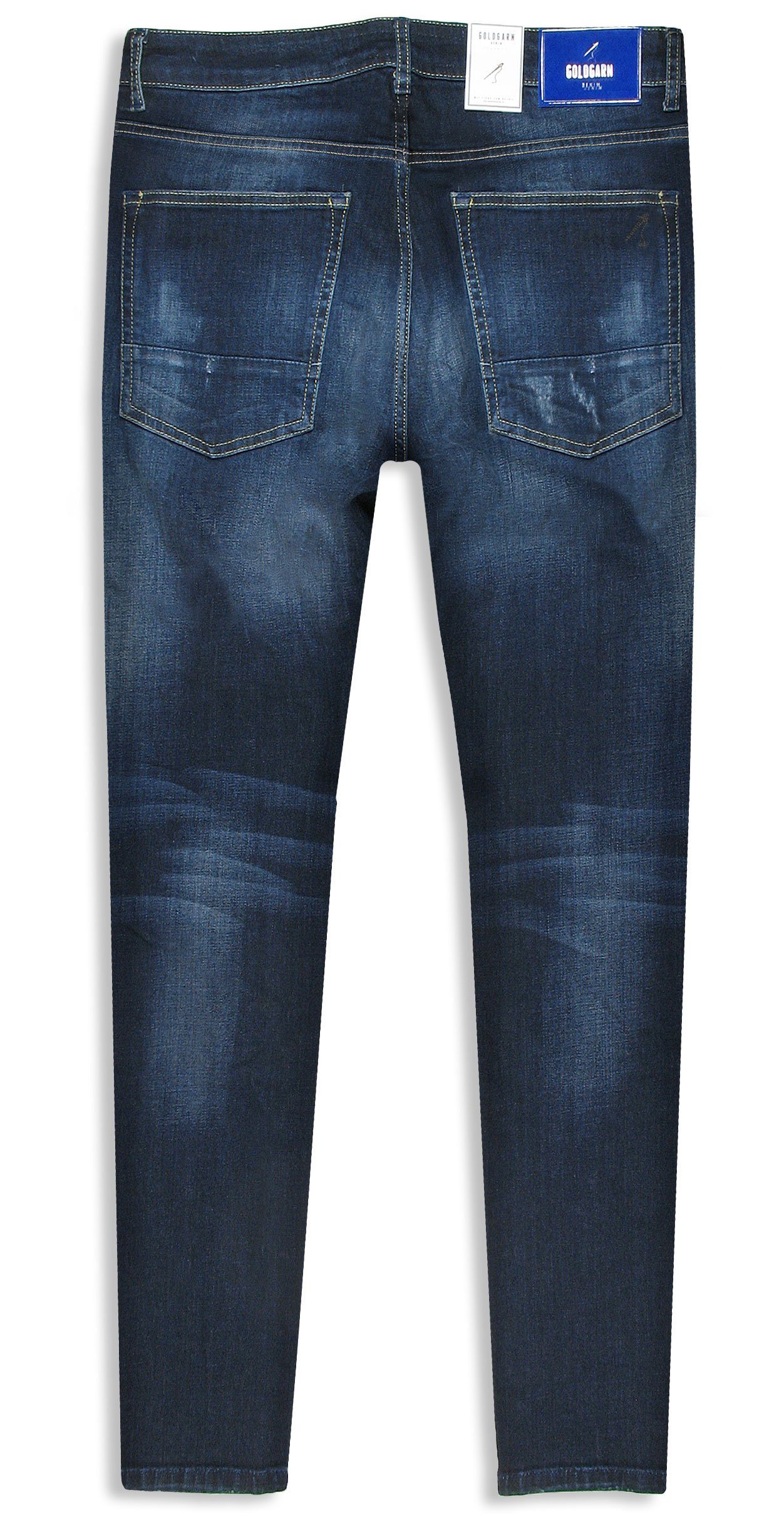 Goldgarn 5-Pocket-Jeans Herren U2 1030 Slim Denim Fit Darkblue distressed