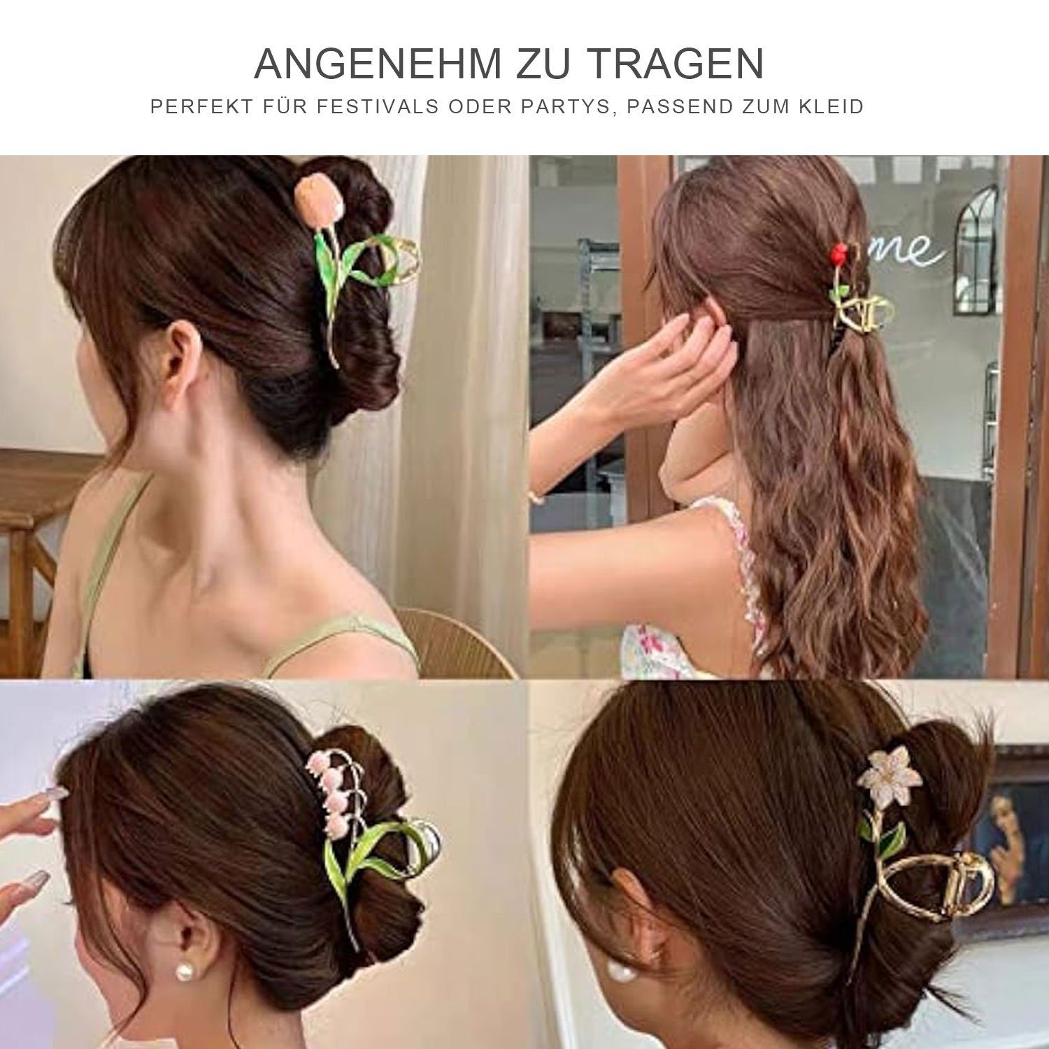 6-tlg., Haarschmuck, Haar Haarspange das Haarspangen aus Metall fixieren floralem MAGICSHE Haarspange Große