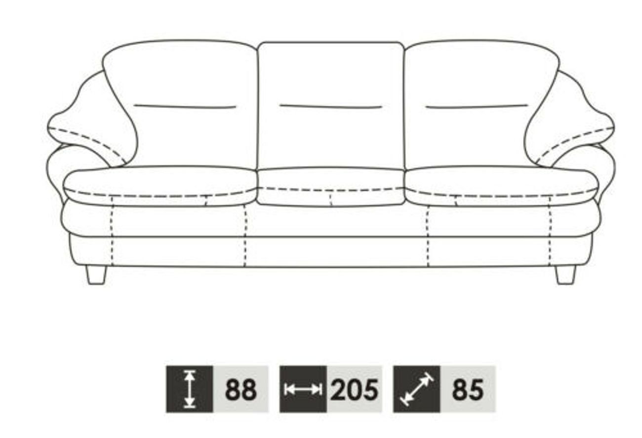 Leder JVmoebel 3-Sitzer in Sofa Dreisitzer Sofa, Made Europe 3 Polster Couch Sitzer