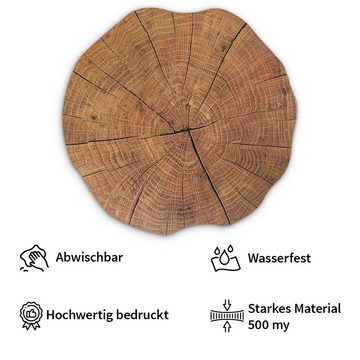 Platzset, Tischset Baumstamm Holzoptik rund 6er Tischunterlage Tischdeko, matches21 HOME & HOBBY, (6-St), modernes Esstisch Platzdeckchen als abwaschbarer Tischuntersetzer