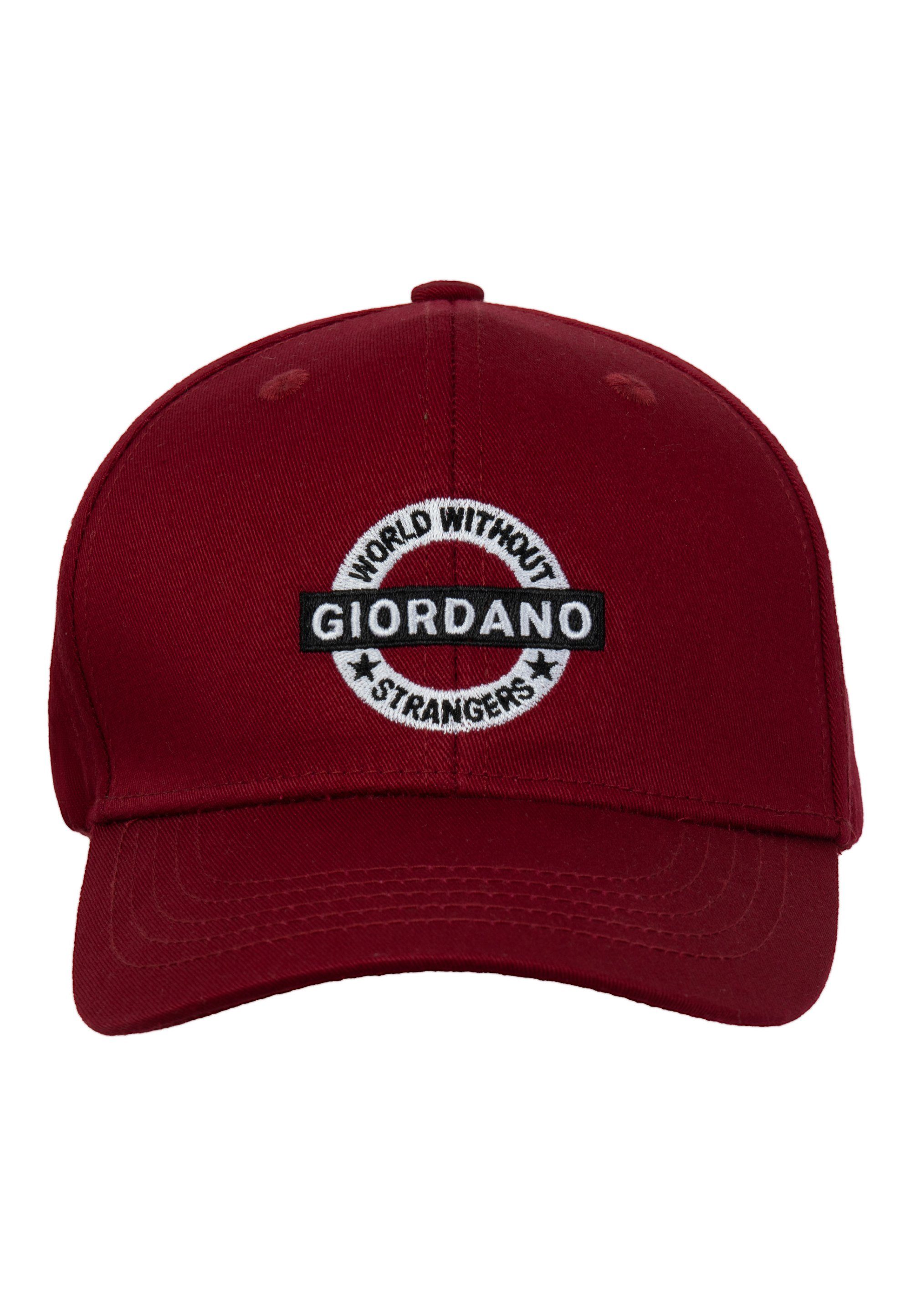 GIORDANO junior Baseball Cap mit hochwertigem Metallverschluss rot