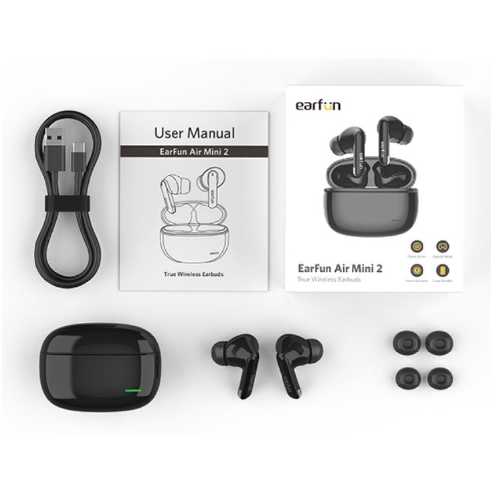 IPX7) 2 (Wireless, Std. Air Mini Ohrhörer Earfun TWS 24 5.2 In-Ear-Kopfhörer Bluetooth Mics, Spielzeit, 2