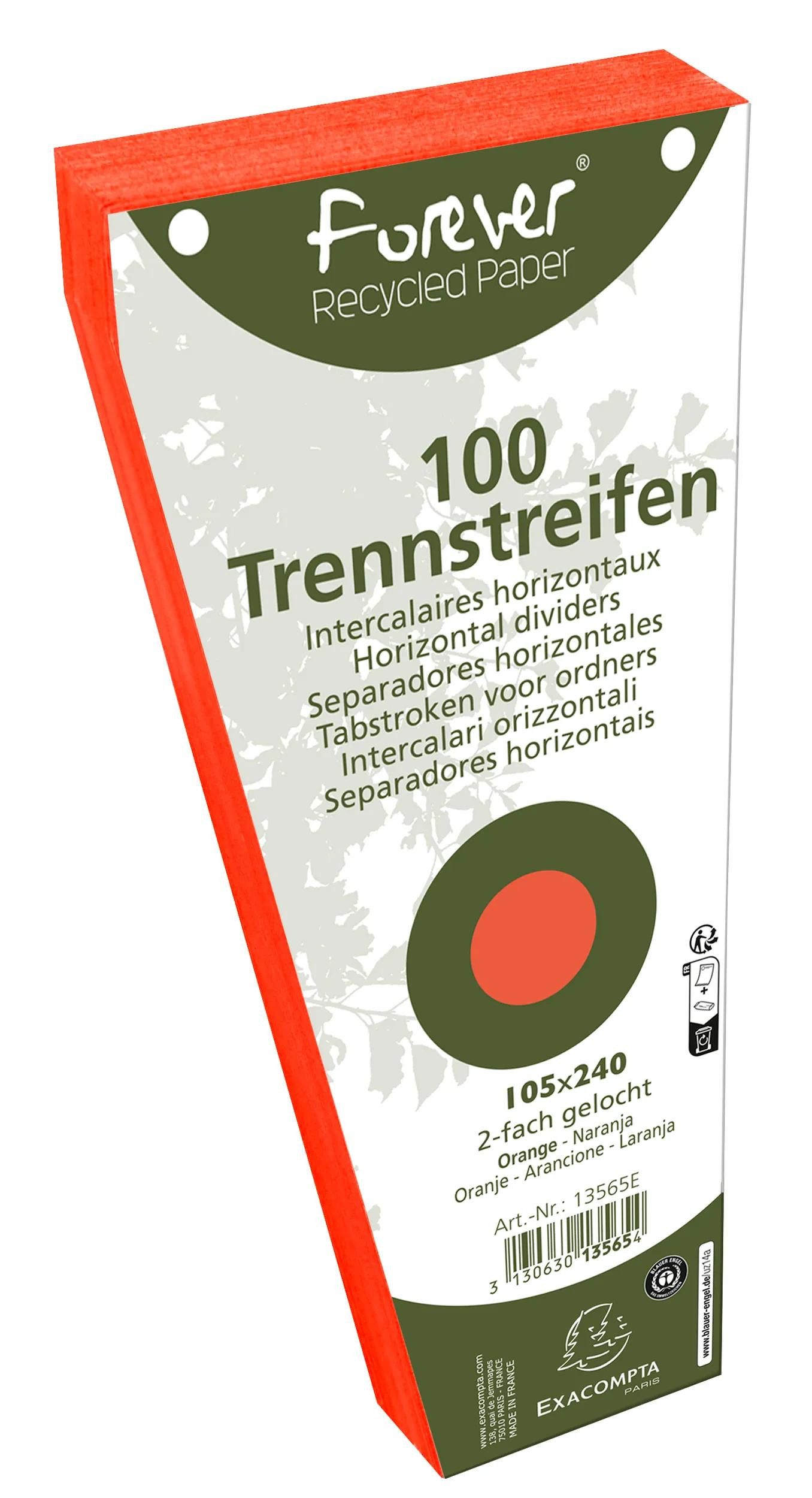 EXACOMPTA Aktenordner 6x 100 Trennstreifen trapez gelocht RC Kart 105x240mm Orange 13565E, Manila Register