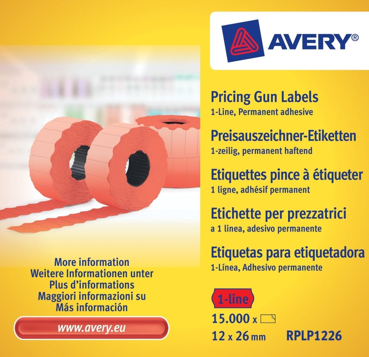 Avery Zweckform Etiketten Handauszeichner-Etiketten 1-zeilig permanent rot 26x16mm 10x1500 Etike