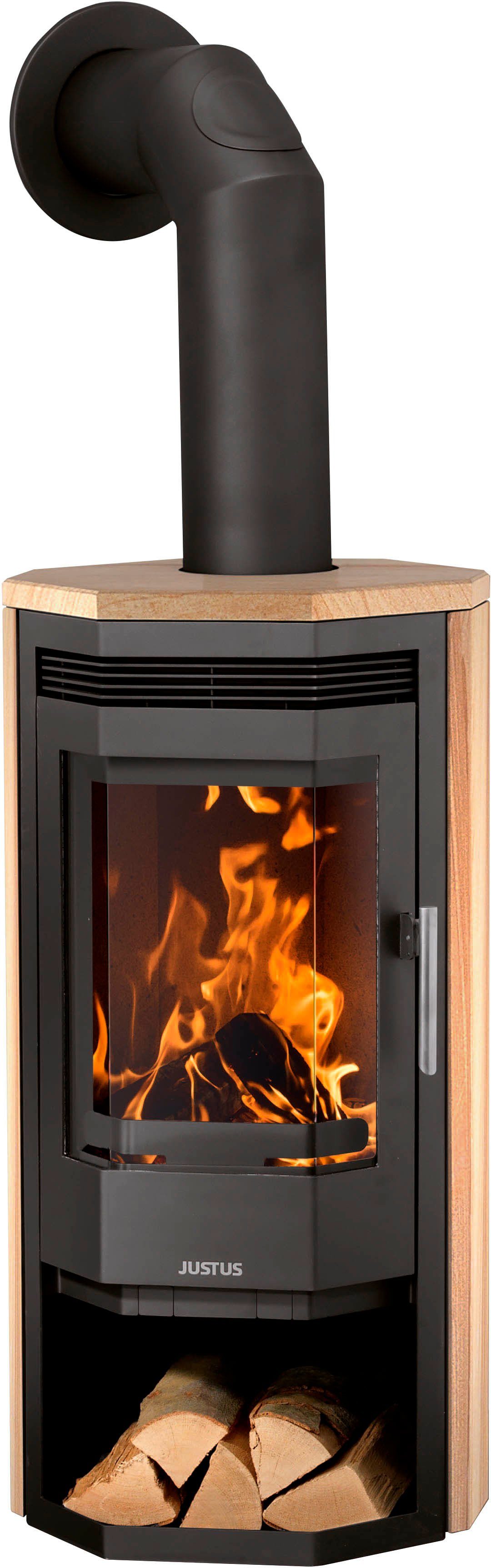 JUSTUS Kaminofen Usedom 5, 5,5 kW, Zeitbrand, Holzfach, Sandstein, mit mass günstig online kaufen