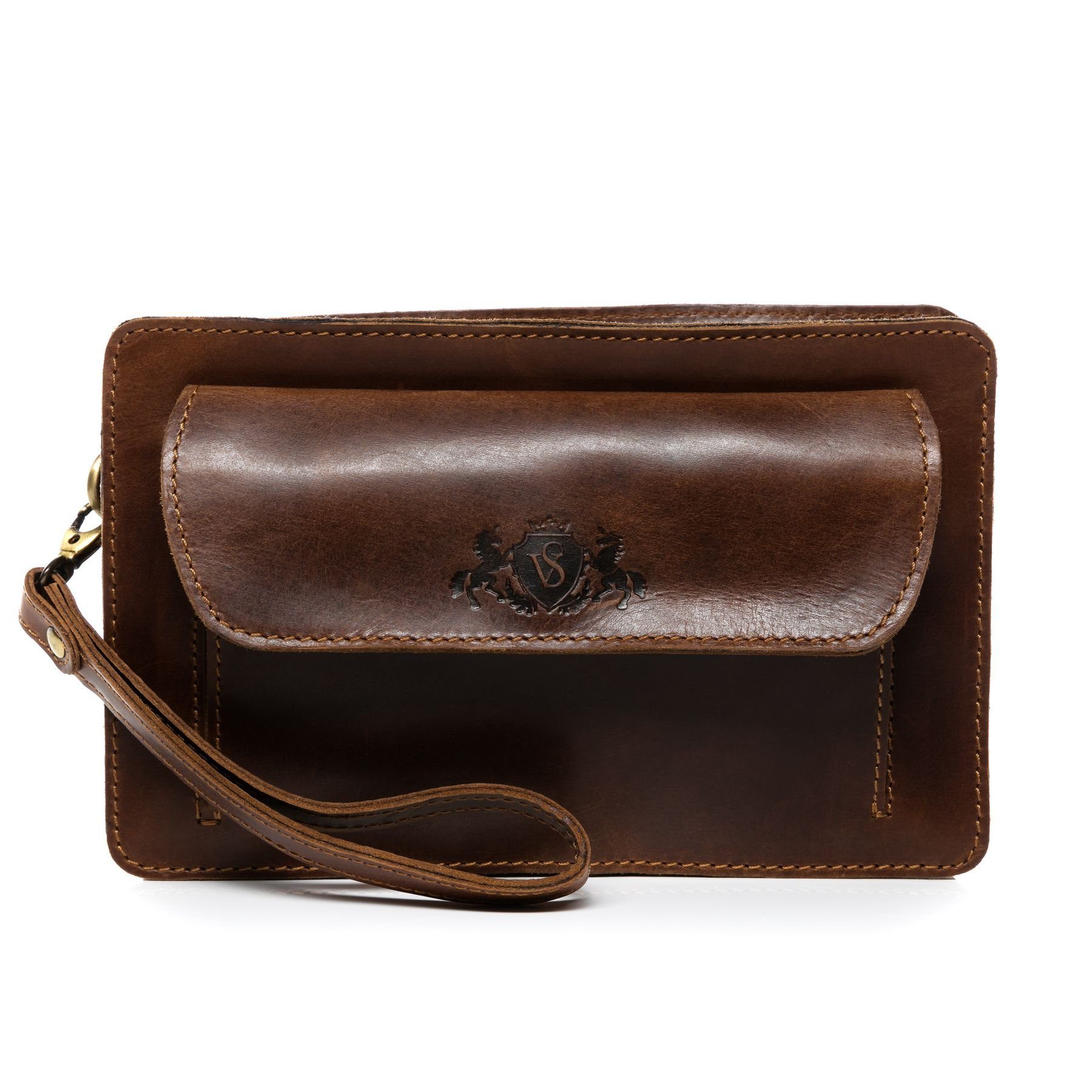 Umhängetasche echt Leder Herrentasche groß braun CORNWALL