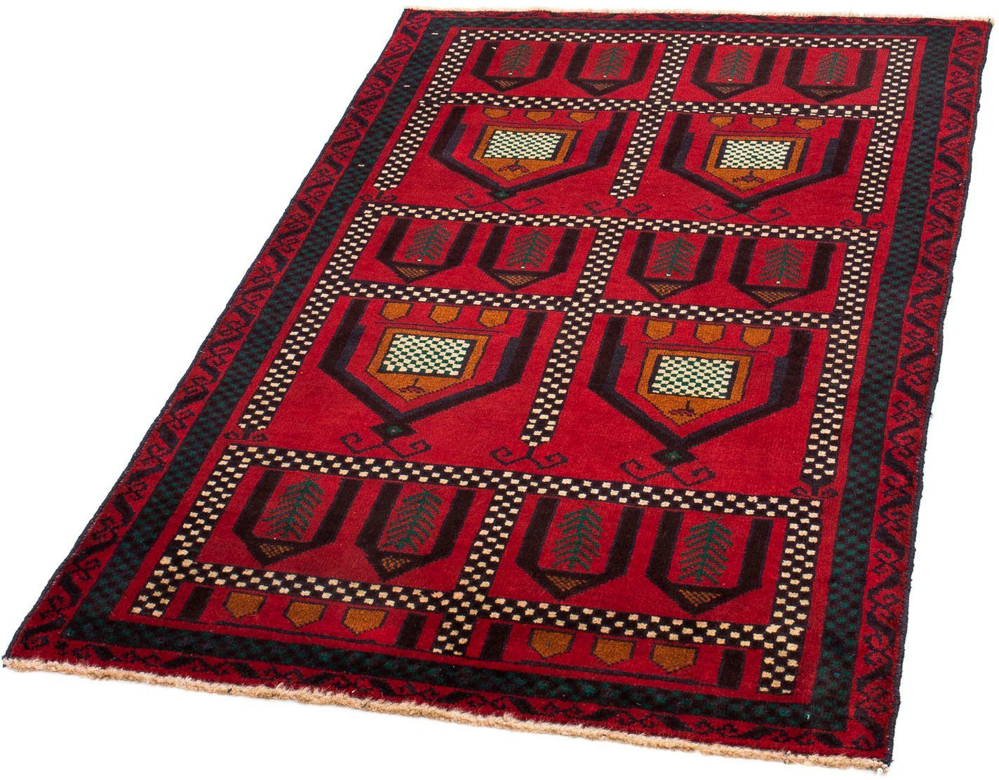 Orientteppich Belutsch - 132 x 81 cm - dunkelrot, morgenland, rechteckig, Höhe: 8 mm, Wohnzimmer, Handgeknüpft, Einzelstück mit Zertifikat