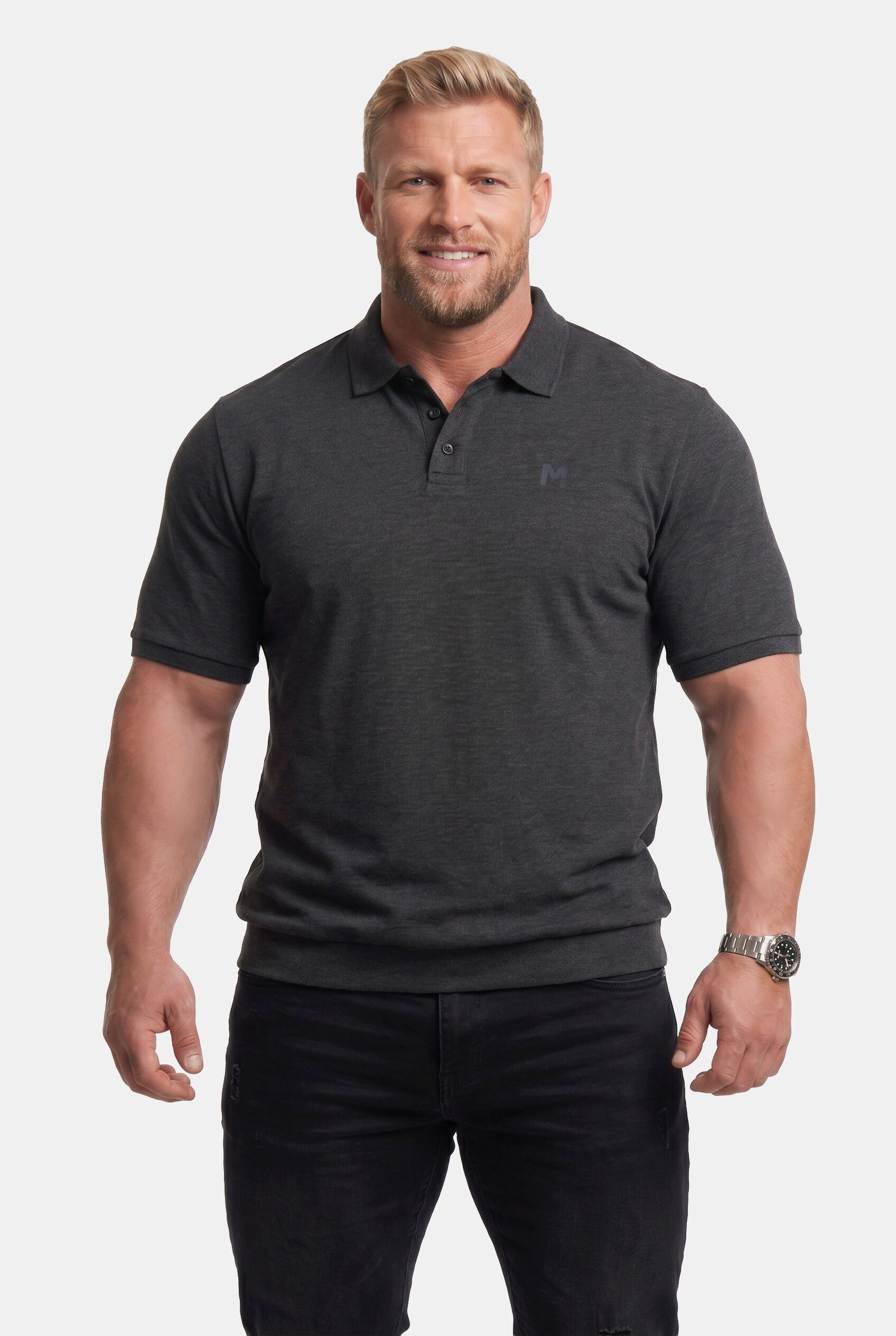 Men Plus Poloshirt Poloshirt Bauchfit Basic Piqué Halbarm