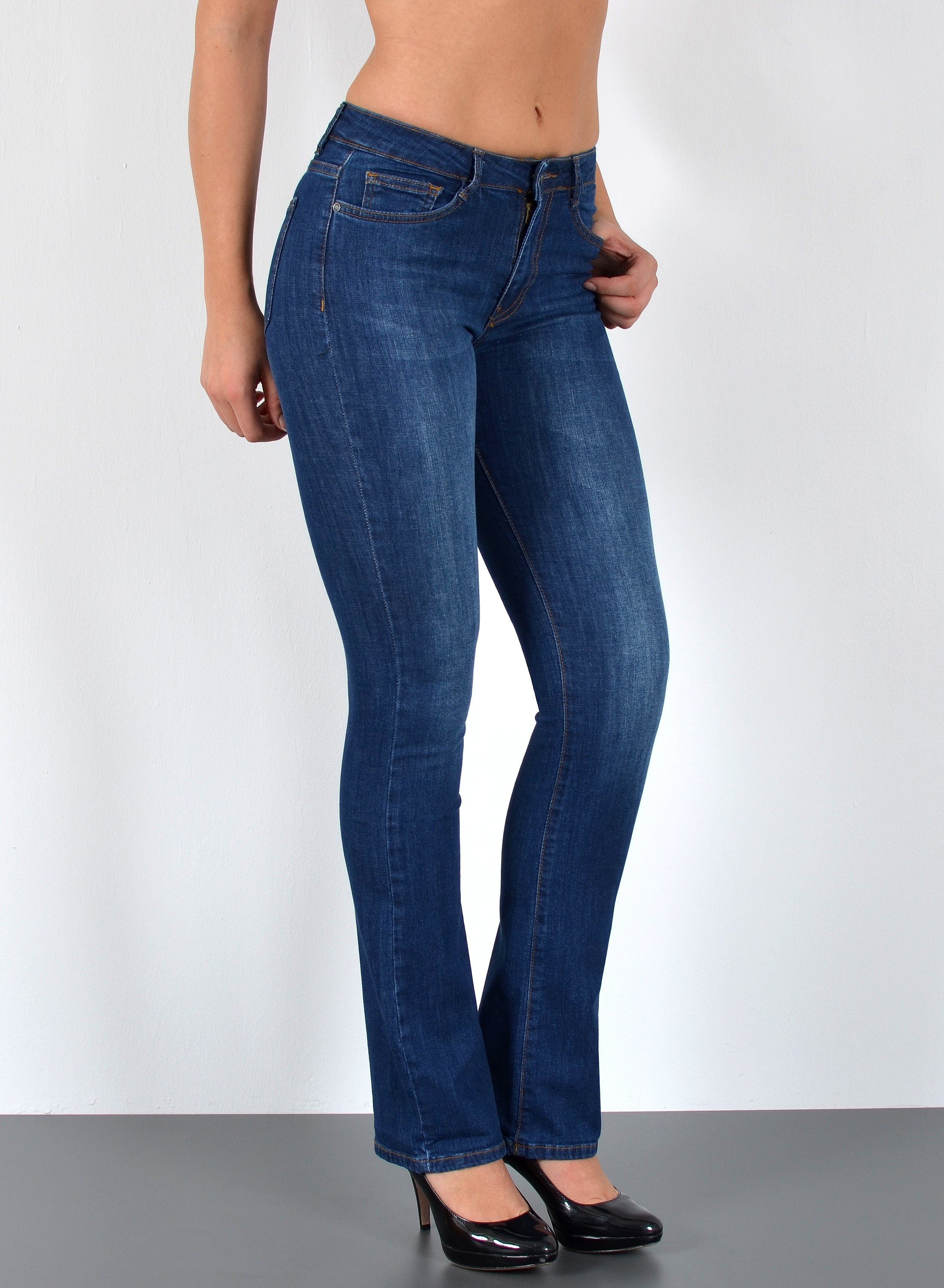 ESRA Bootcut-Jeans Bootcut Jeans Damen High Waist Stretch Wide Leg Jeans bi günstig online kaufen