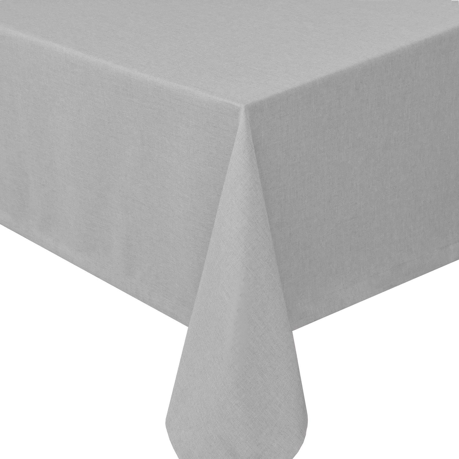 Tischdecke pflegeleicht schmutzabweisend tafeltuch Leinenstruktur abwaschbar Hellgrau Fiora Leinen Optik Lotuseffekt Tischdecke Tischtuch