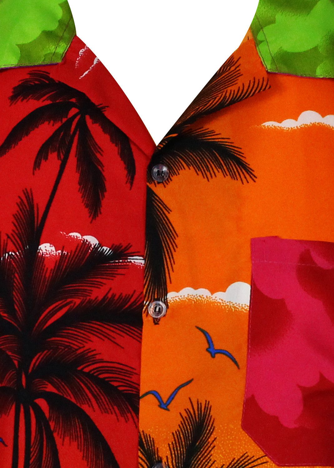 King Kameha Hawaiihemd Beach, Herren, Übergrößen 7XL-12XL, Kurzarm, Front-Tasche