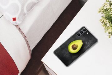 MuchoWow Handyhülle Einsame Avocado auf einem schwarzen Tisch, Phone Case, Handyhülle Samsung Galaxy S21 Plus, Silikon, Schutzhülle