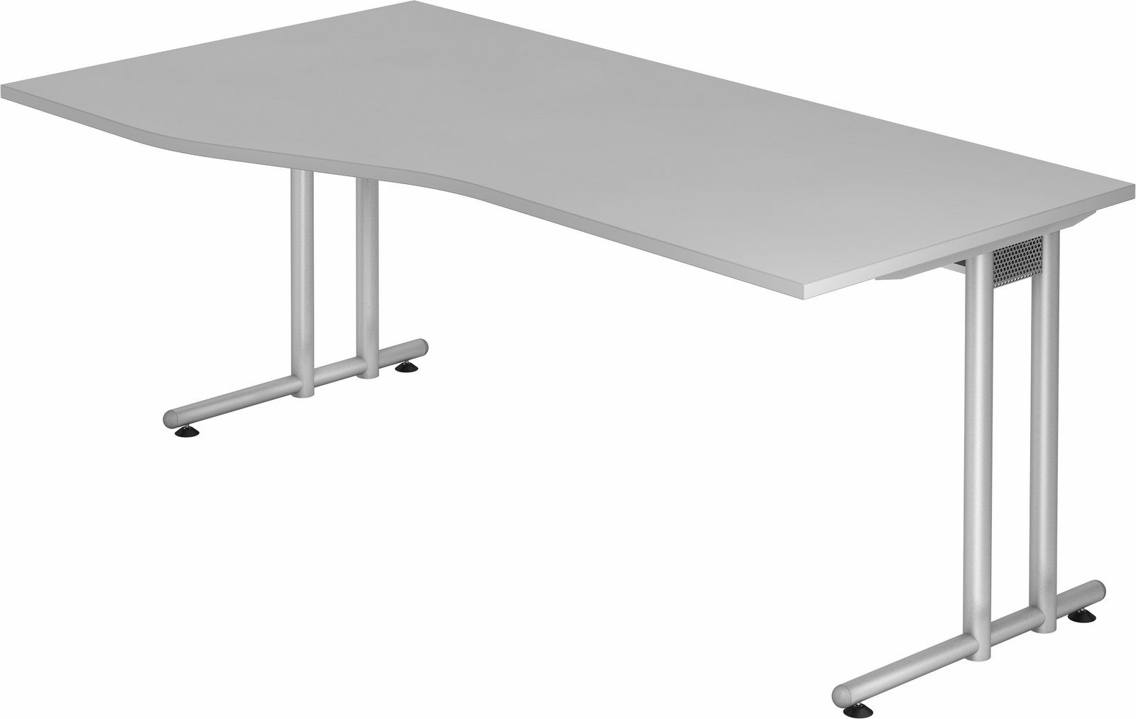 bümö Schreibtisch Schreibtisch Serie-N, Freiform: 180 x 100 cm - Dekor: Grau