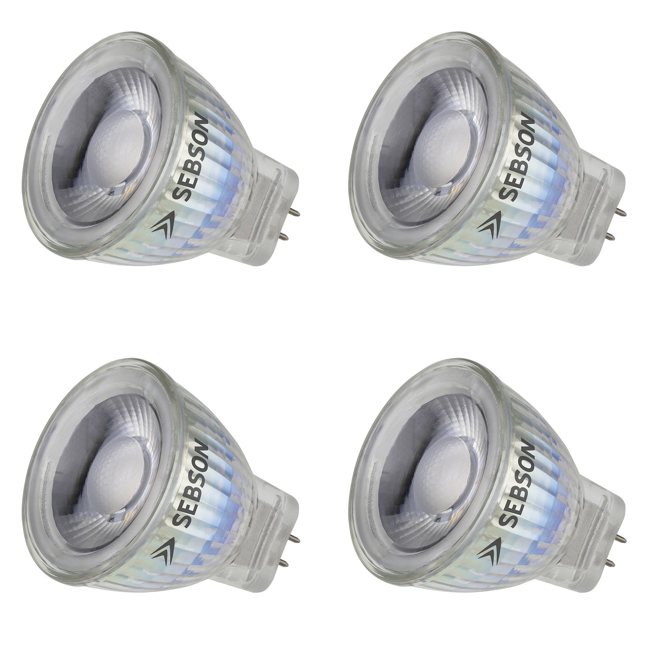 SEBSON LED Lampe GU4/ MR11 warmweiß 3W 220 Lumen, LED Spotlight 36°, 12V  DC, ø35x40mm, 4er Pack LED-Leuchtmittel
