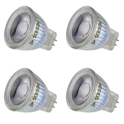SEBSON LED Lampe GU4/ MR11 warmweiß 3W Spotlight 12V ø35x40mm - 4er Pack LED-Leuchtmittel