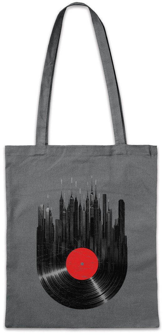Urban Backwoods Beuteltasche Recordl City Stofftasche Schallplatte Club Disco Retro Music Collector (1-tlg), Plattenspieler Phonograph Player Turntable