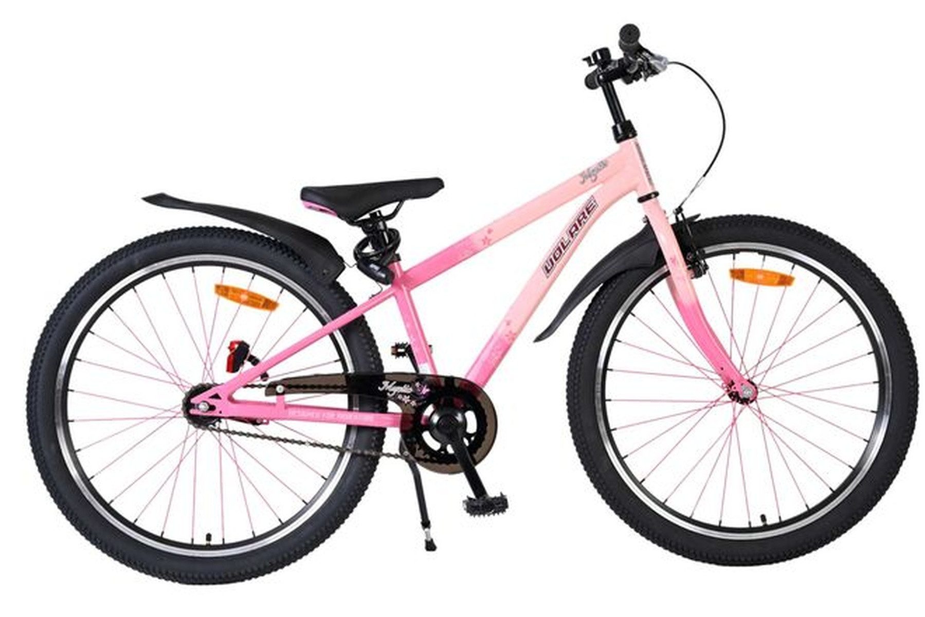 Volare Kinderfahrrad Mystic 24 Zoll Rosa – Sportlich, inkl. verstellbarer Sattel und Lenker, Rücktrittbremse und Handbremse, Auffällige pinkfarbene Speichen