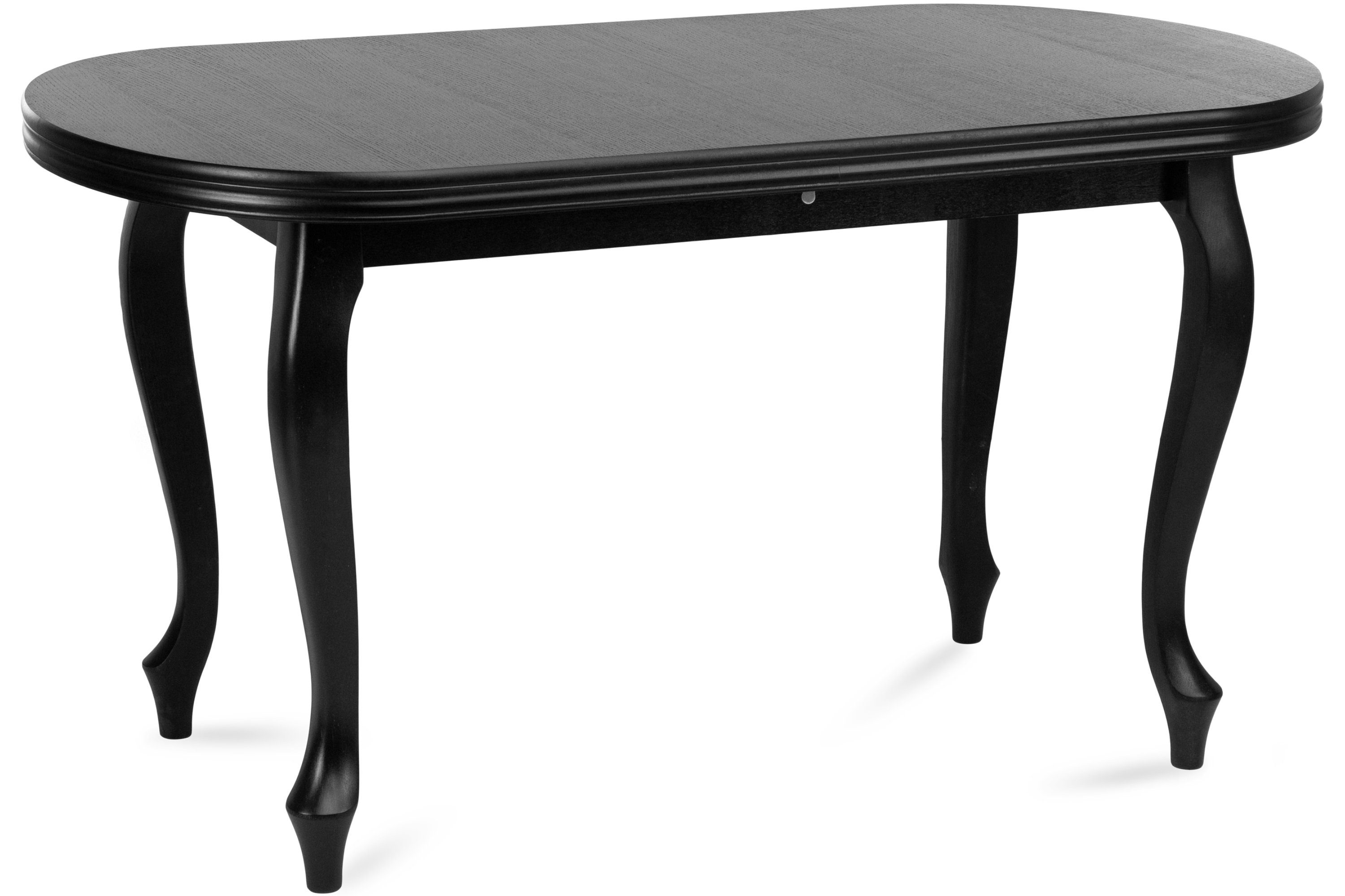 Konsimo Esstisch ALTIS Esszimmertisch Küchentisch 140x80 cm, ausziehbar bis 180cm, oval schwarz | schwarz | schwarz
