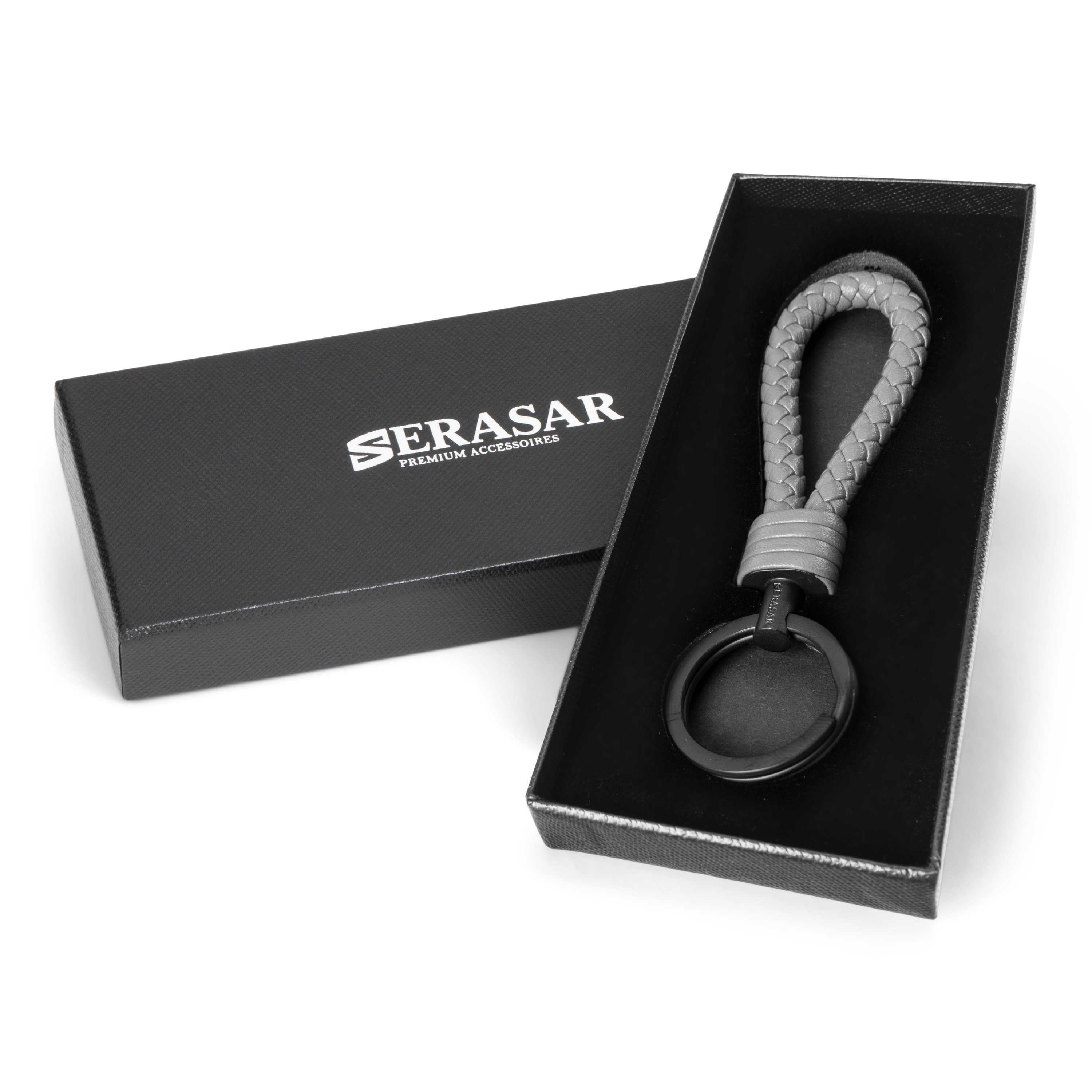 SERASAR Schlüsselanhänger Leder "Strong" kleine für Zusatzringe Grau Schlüsselanhänger (1-tlg), Schlüssel