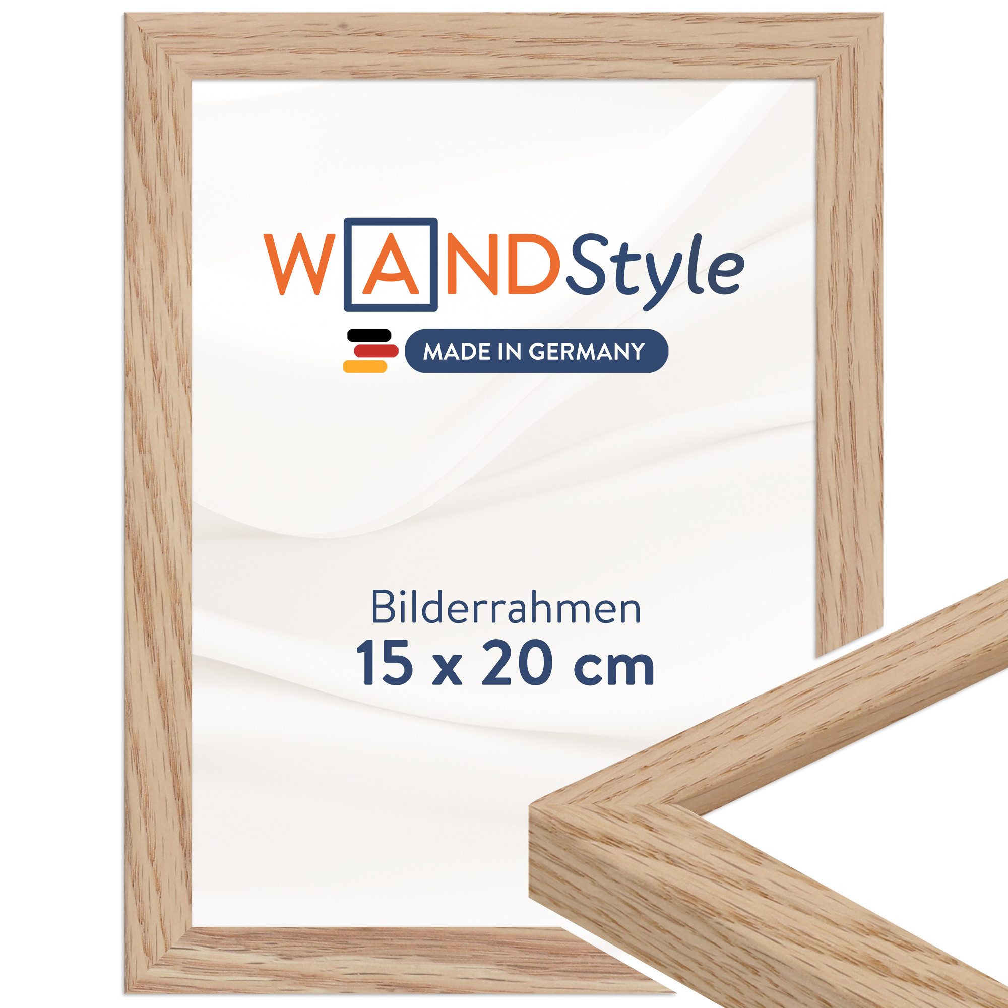 WANDStyle Bilderrahmen H950, Eiche Bilderrahmen 15x20 Holz, Moderner Fotorahmen Eiche 15x20 cm