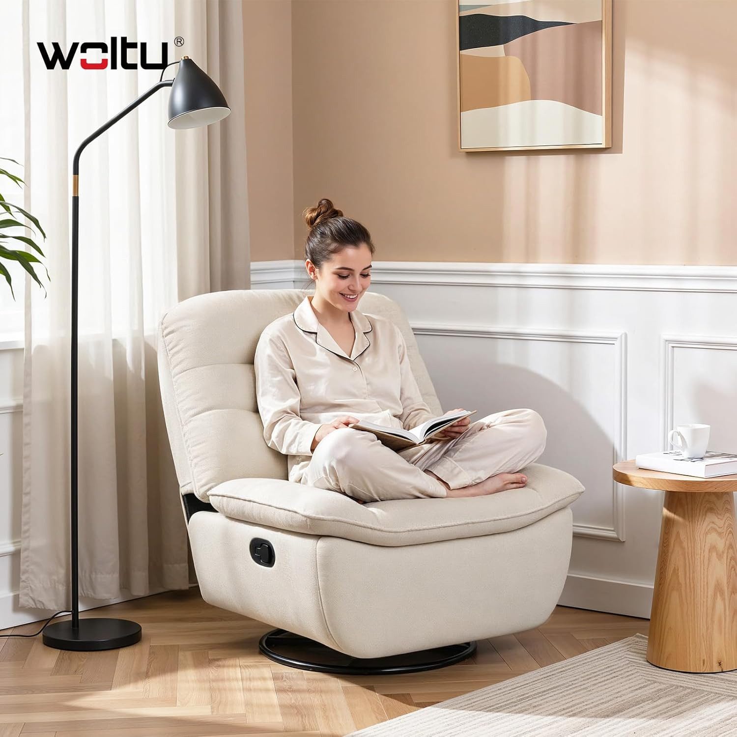 Woltu Relaxsessel, mit Liegefunktion, mit klappbarer Fußstütze, 95 cm breite Sitzfläche