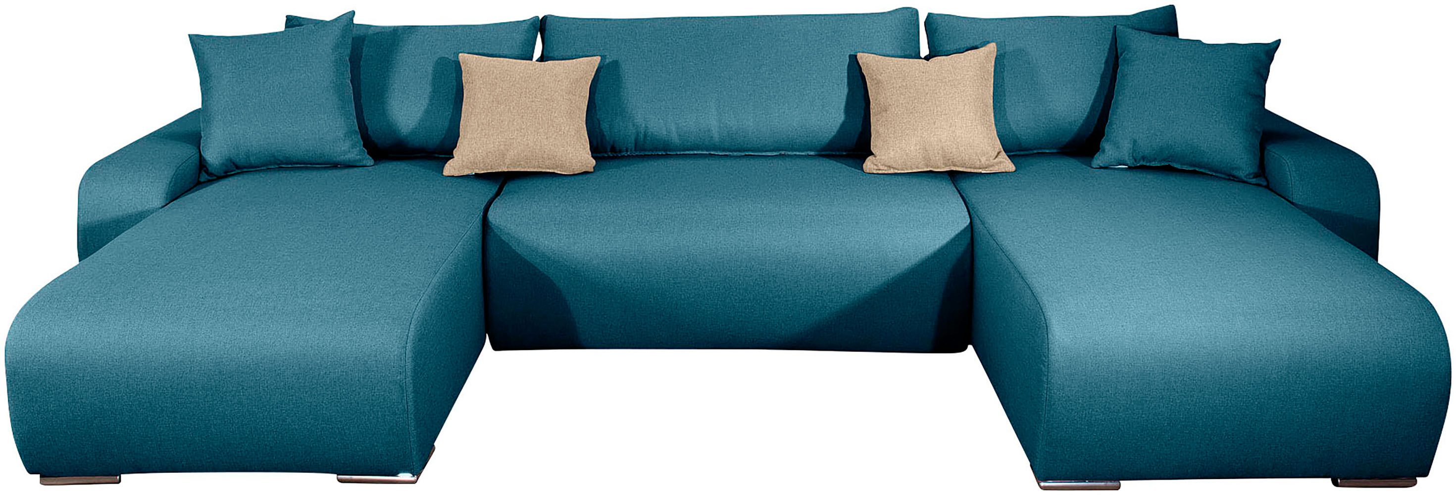 COLLECTION AB Wohnlandschaft Paola U-Form, Breite 314 cm, Wohnlandschaft,2 Ottomane,Bonnelfederkern,Rückenkissen