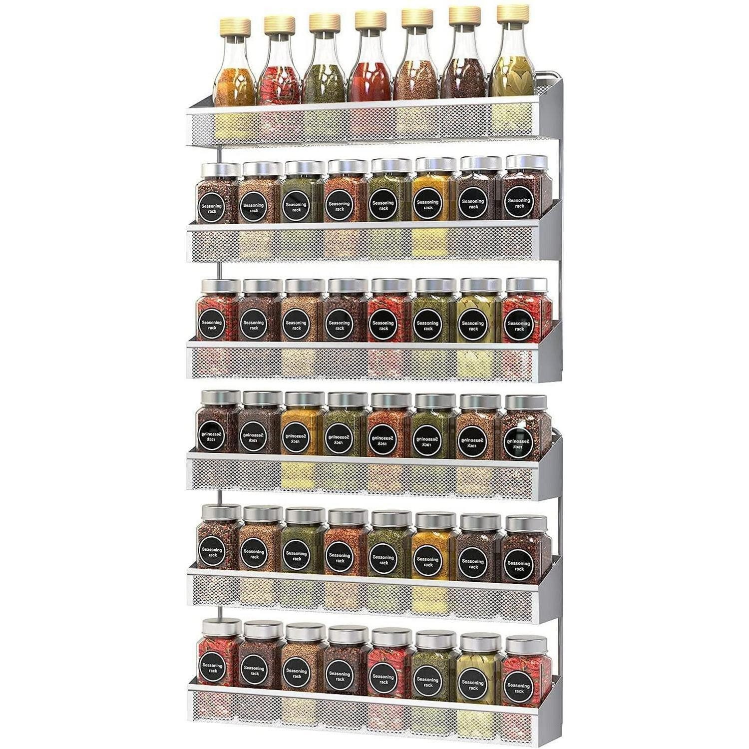 LuxusKollektion Türregal Gewürzregal 3 Etagen Wandregal Stapelbar Silber 2er Set, 2-tlg.