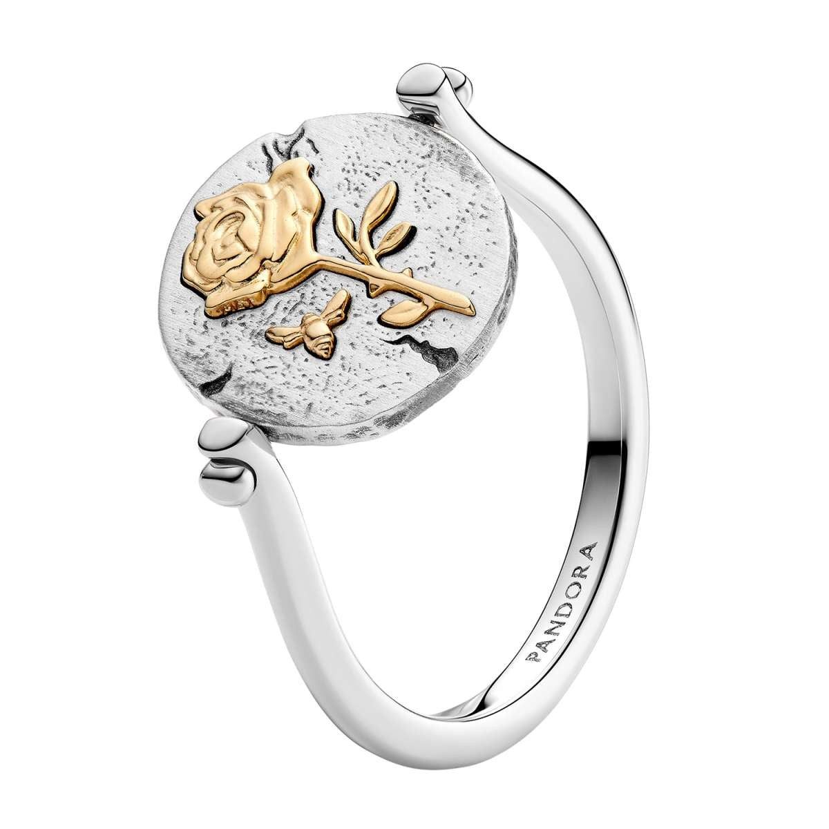 Pandora Silberring 164811C00, Medaillon-Ring für Frauen Rose Zweifarbig