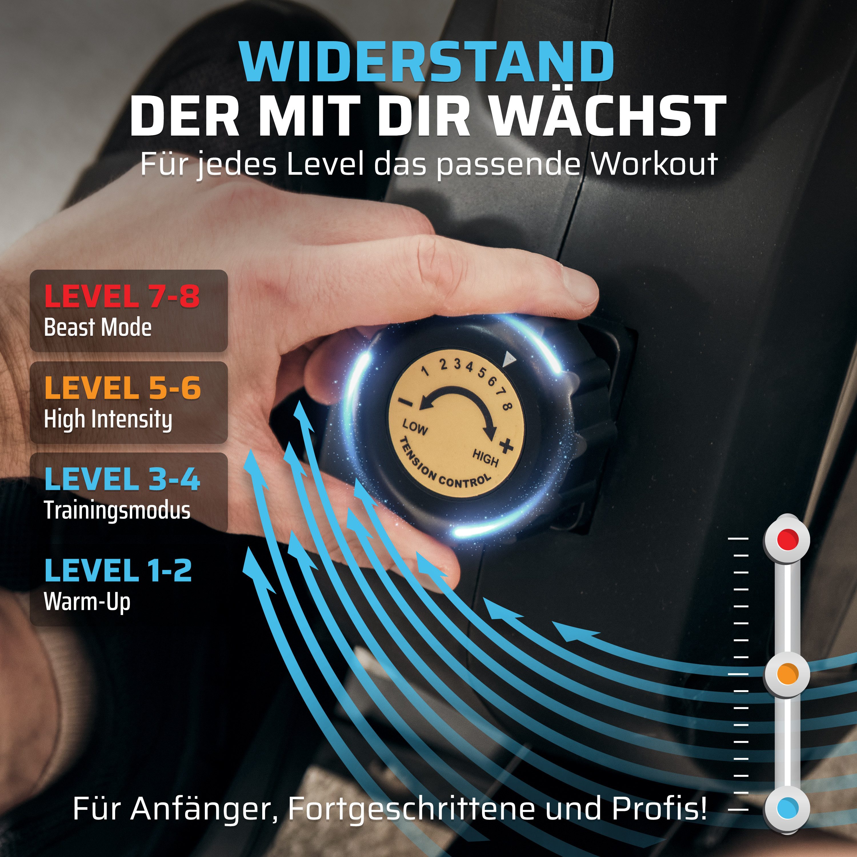 SportPlus Rudergerät SP-MR-1200-B-iE, App Kompatibilität, klappbar, Magnetbremssystem, 8 Widerstandsstufen