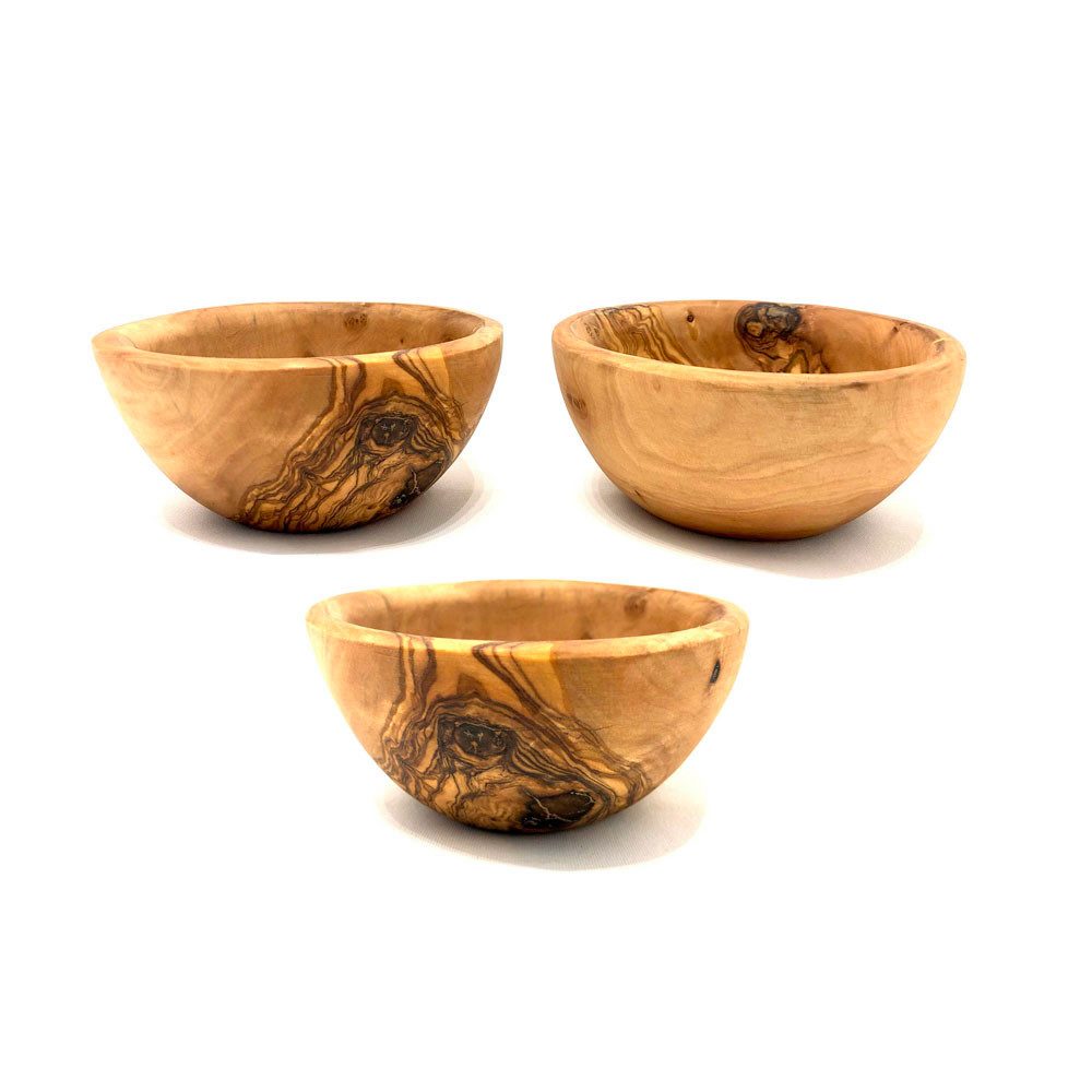 Olivenholz-erleben Tapas-Schale rund Ø 12 cm aus Olivenholz – rustikal, handgefertigt, Unikat, Olivenholz, (1-tlg), Jede Schale ein Unikat – natürliche Maserung, rustikales Olivenholz