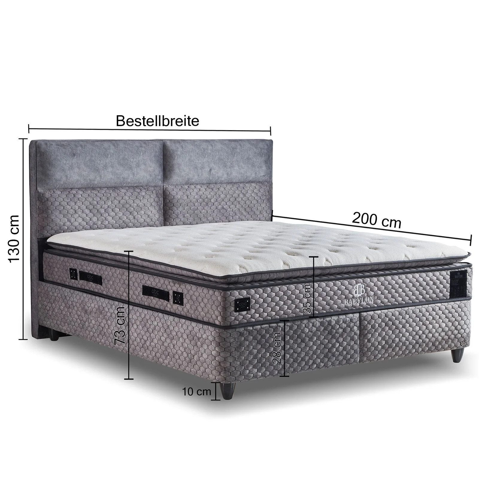 abc bedding Boxspringbett BABYLON Voll-orthopädisches Luxusbett mit Alcanta günstig online kaufen
