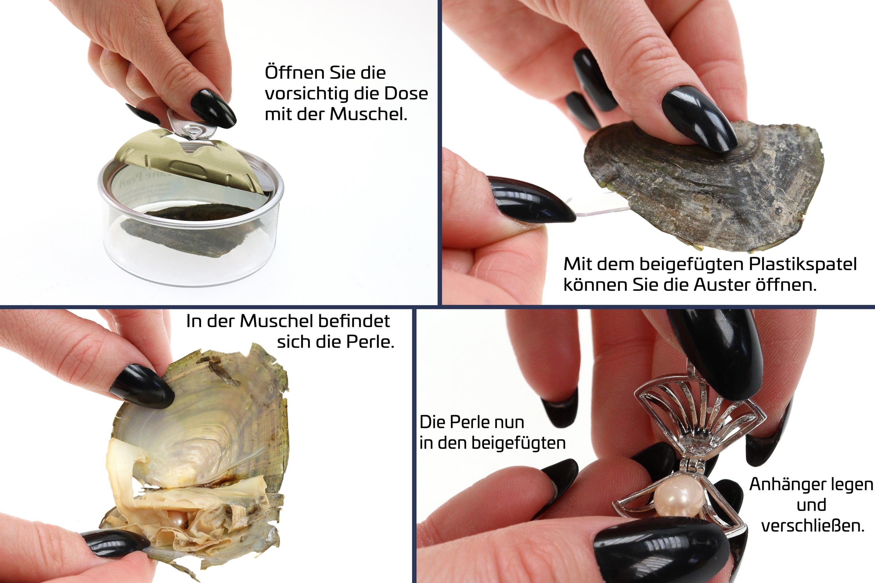 ELLUG Kette mit Anhänger Wunschperle aus echter Muschel mit Halskette und Anhänger, Wunschperle mit verschiednenen besonderen Bedeutungen