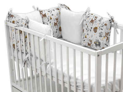 Welt der Träume Bettnestchen Bettumrandung, Kantenschutz, Babybett, Gitterbett, 6 x Kissen 35x35 cm