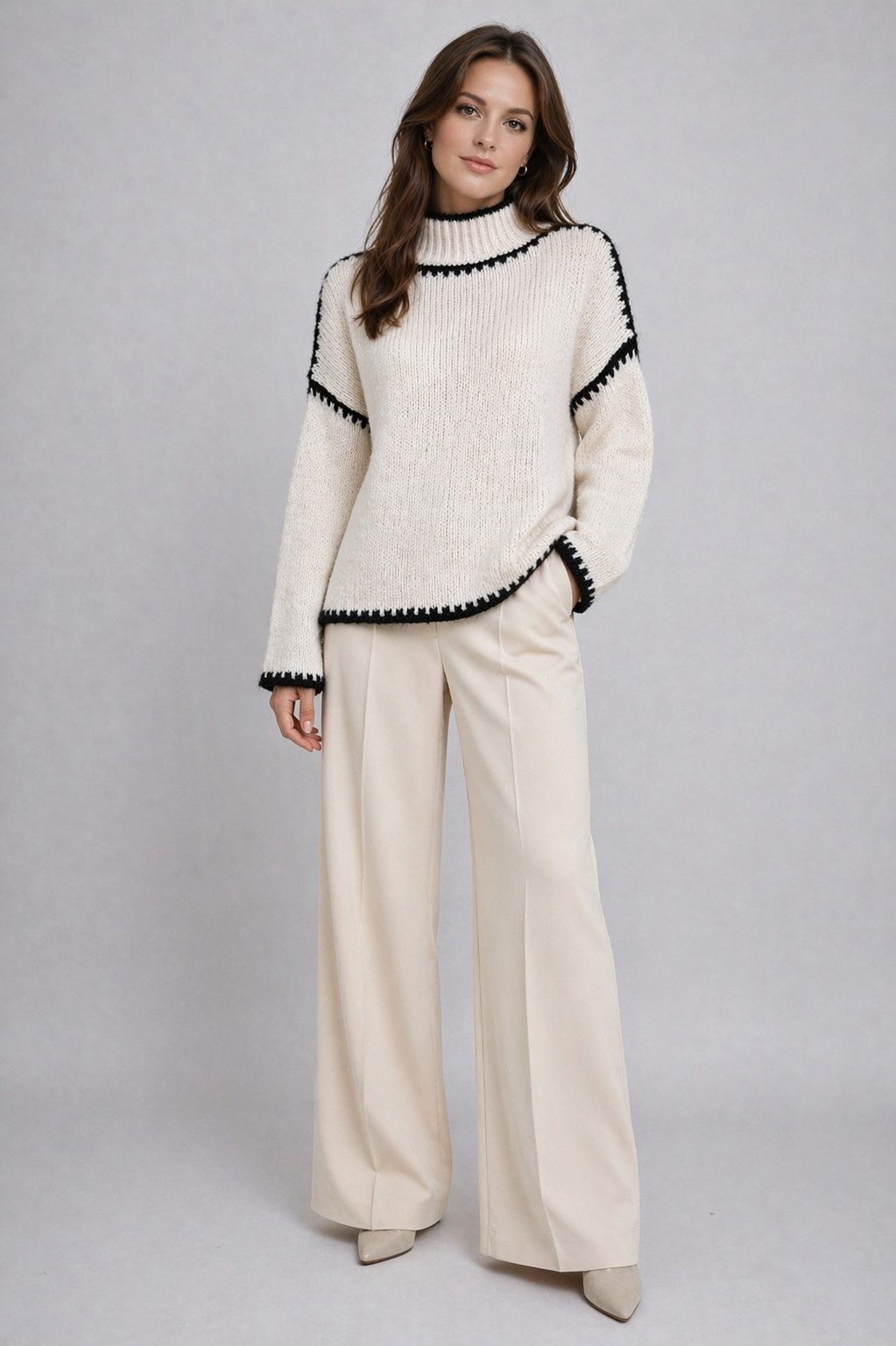 ITALY VIBES Ajourpullover - Stehkragenpullover - Grobstrick - Oversize Pullover - ITALY VIBES
