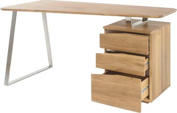 MCA furniture Schreibtisch Tori, Asteiche Massivholz geölt, mit 3 Schubladen, Breite 150 cm