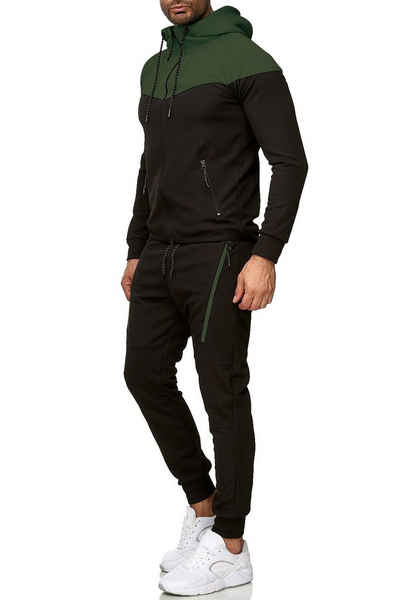 L.gonline Freizeitanzug Herren Jogging-ANZUG, Freizeitanzug, Sporthose und Kapuzenjacke, (Kapuzenjacke mit Reißverschluss, Hose, 2-tlg), Fitness Freizeit Casual