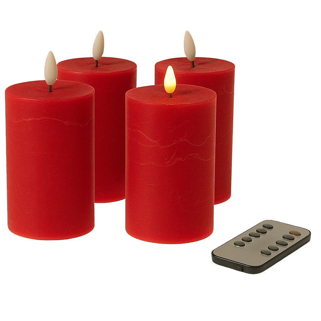 Fachhandel Plus Stumpenkerze LED mit Timer 10x6,5 cm Echtwachskerzen mit 3D günstig online kaufen