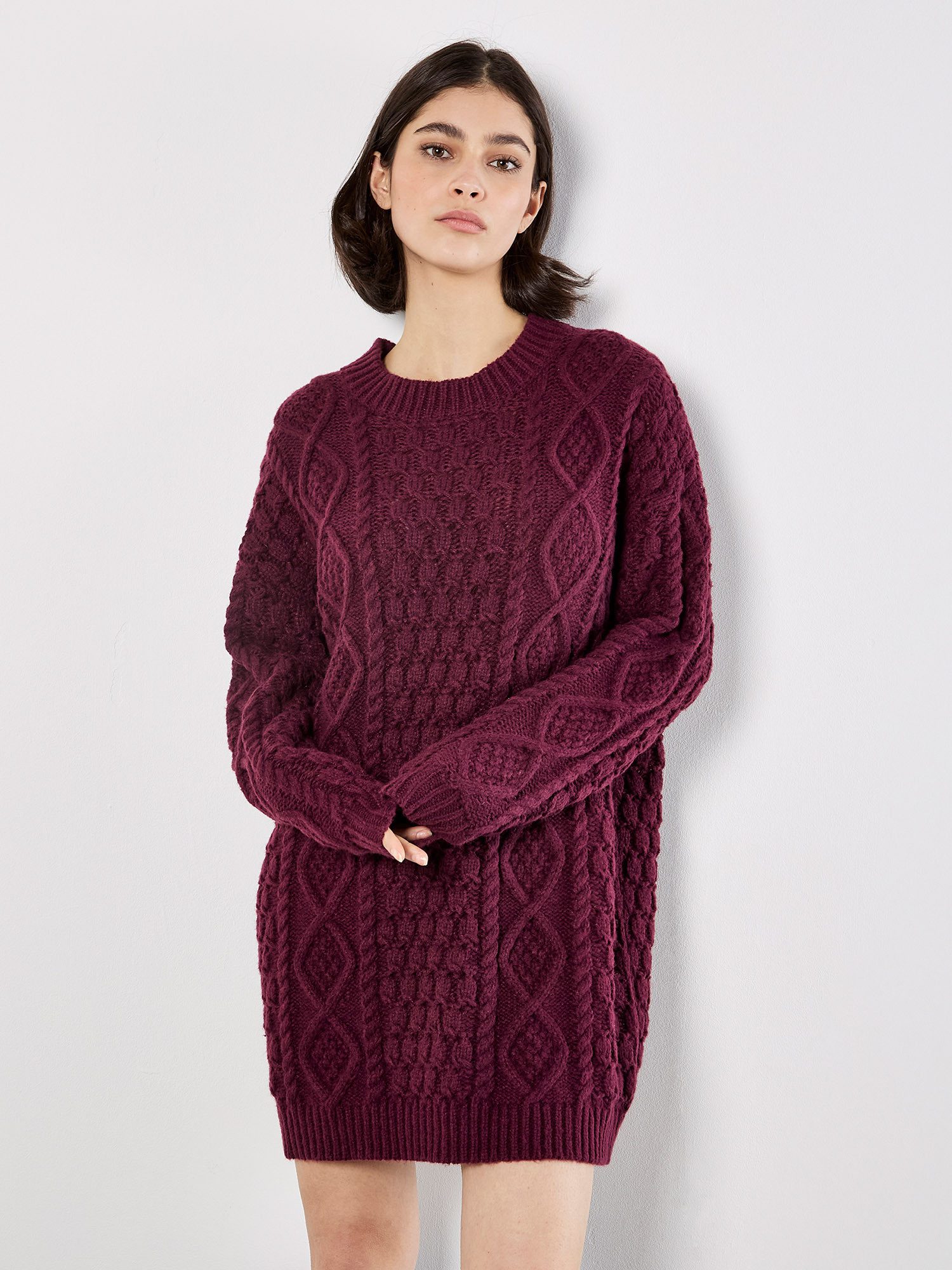 Apricot Minikleid Pullover-Kleid im Oversized-Stil